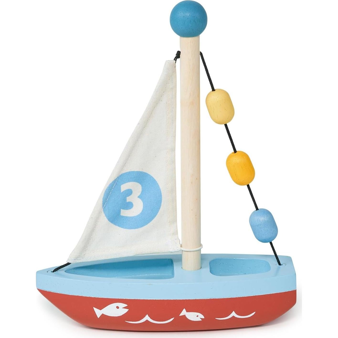 Barco de Vela de Madera Mentari - Juguete Imaginativo 15.5cm