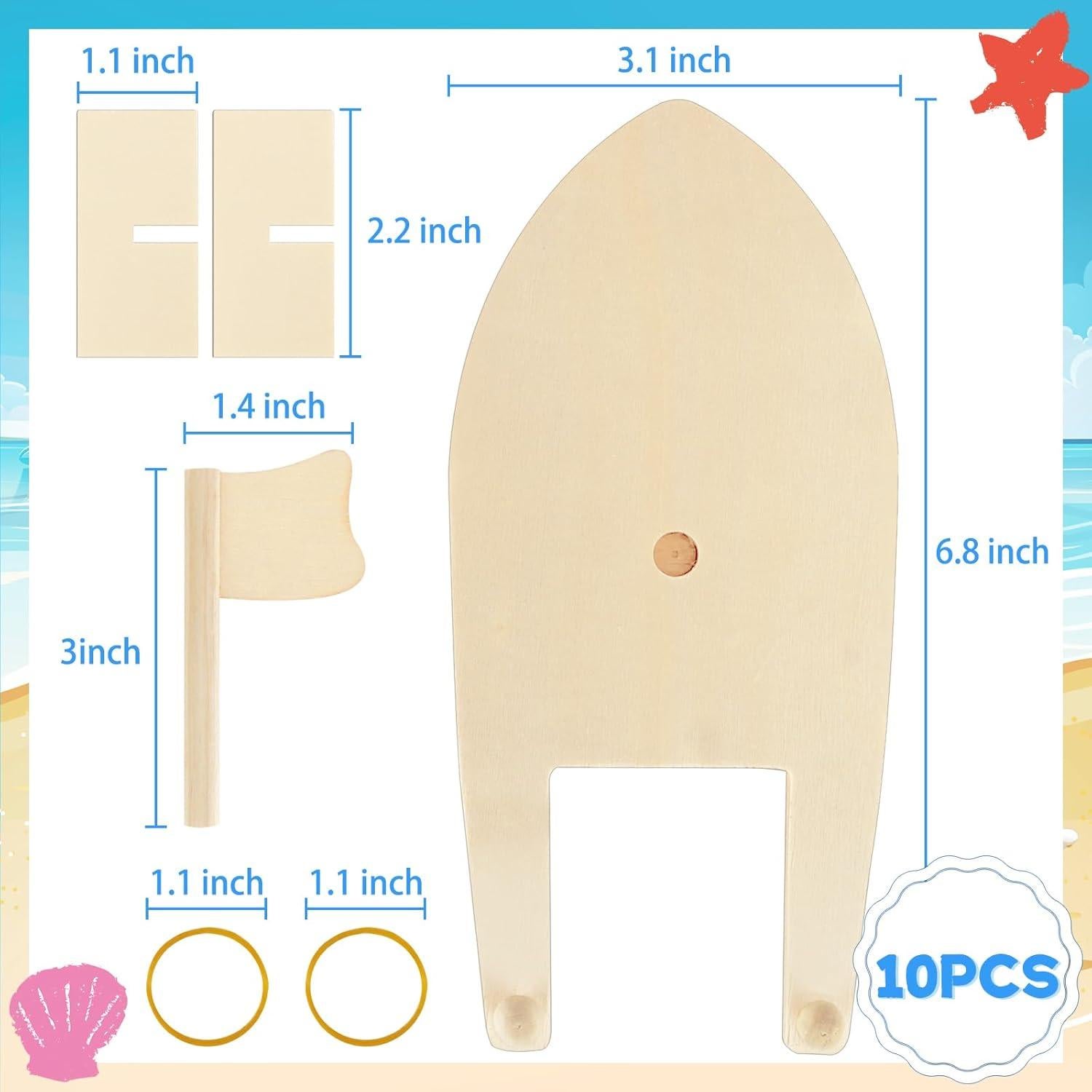 Kits de Barcos de Madera DIY Amersumer - 10 Pcs para Pintar
