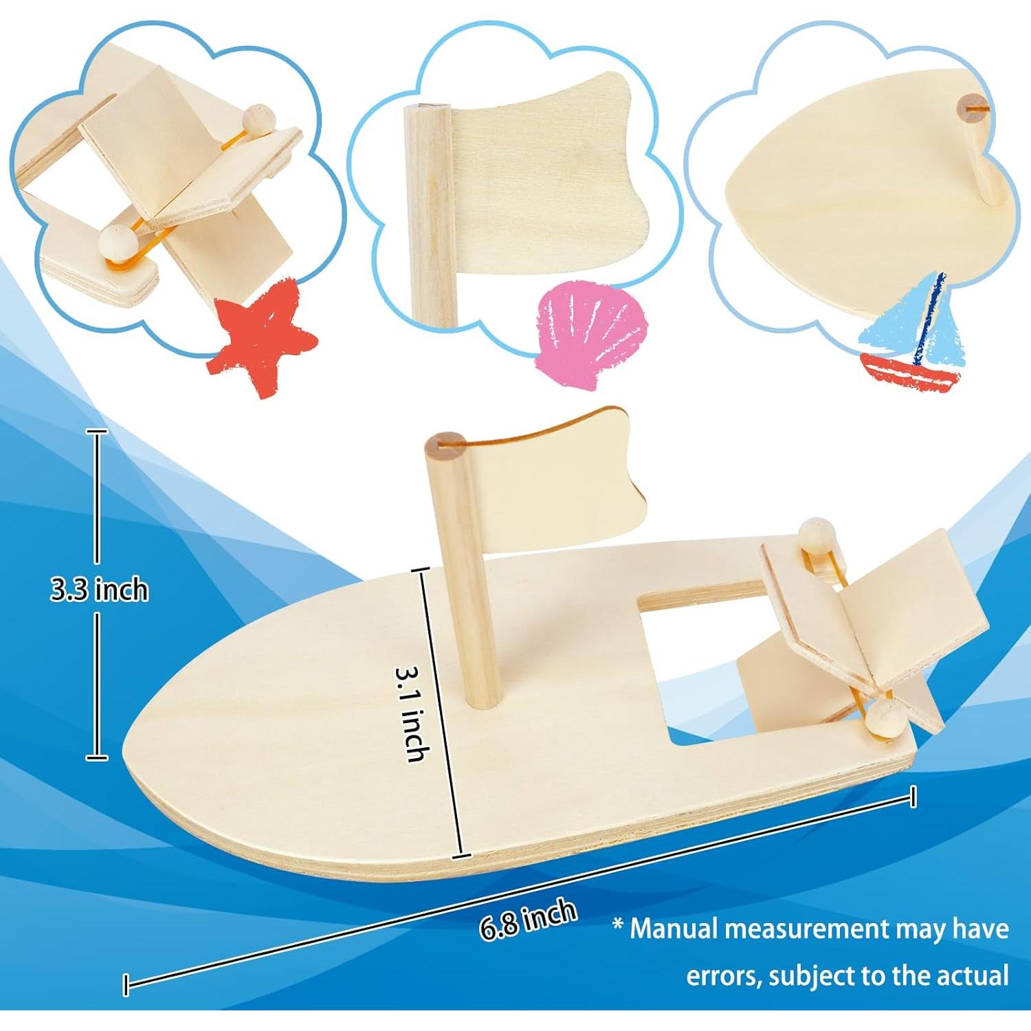 Kits de Barcos de Madera DIY Amersumer - 10 Pcs para Pintar