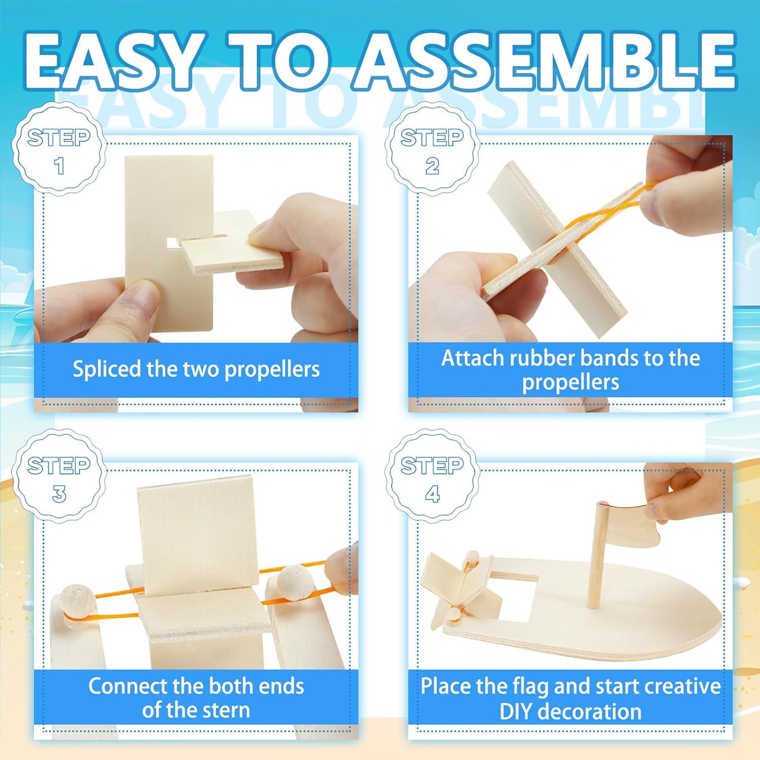 Kits de Barcos de Madera DIY Amersumer - 10 Pcs para Pintar
