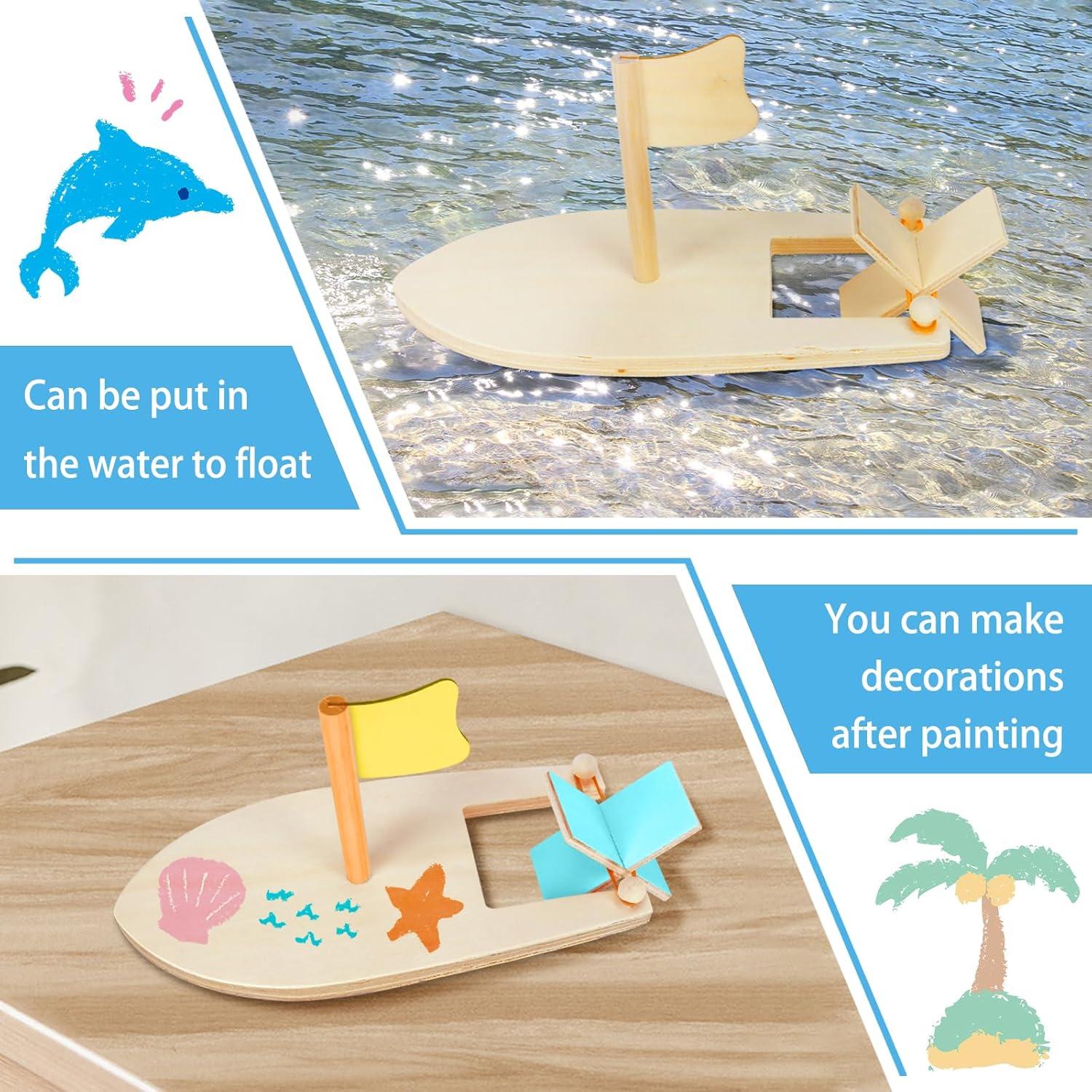 Kits de Barcos de Madera DIY Amersumer - 10 Pcs para Pintar