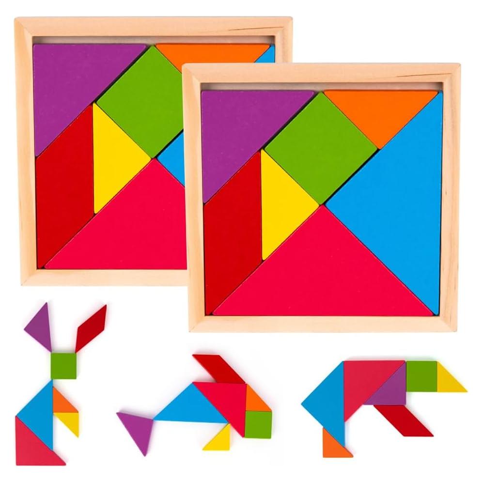 Rompecabezas de Tangram de Madera ArtCreativity - Juego de 6, 7 Piezas