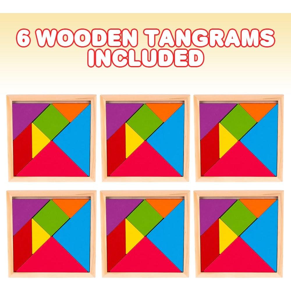 Rompecabezas de Tangram de Madera ArtCreativity - Juego de 6, 7 Piezas