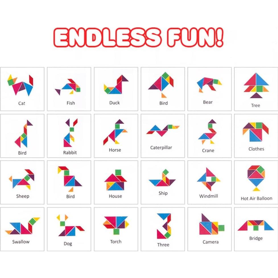 Rompecabezas de Tangram de Madera ArtCreativity - Juego de 6, 7 Piezas