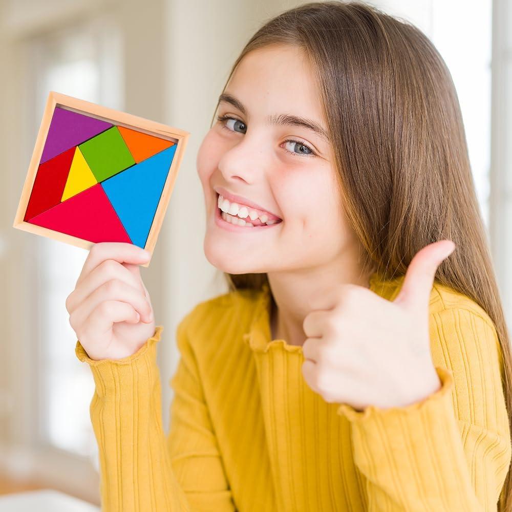 Rompecabezas de Tangram de Madera ArtCreativity - Juego de 6, 7 Piezas