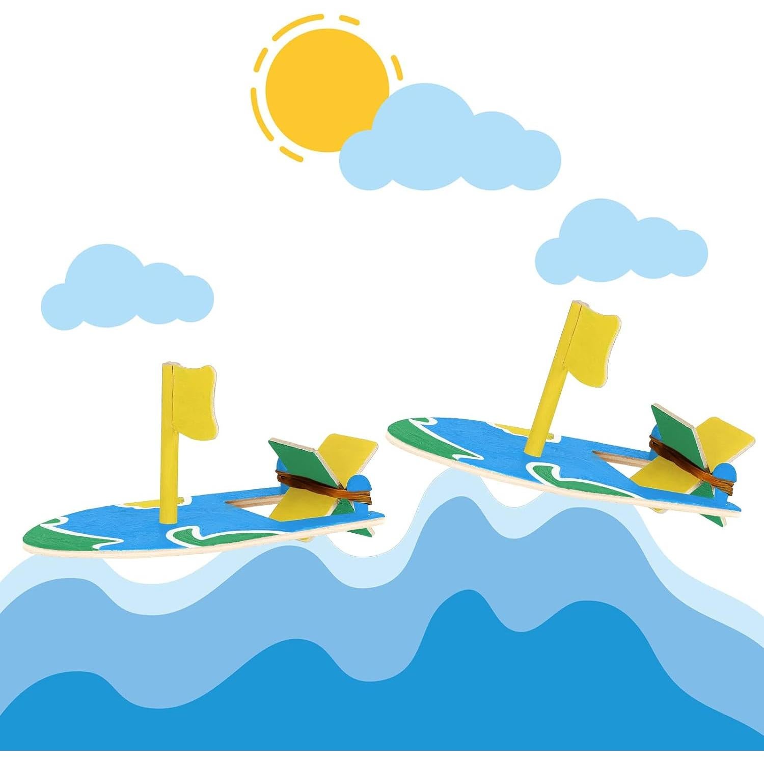 Kit de Manualidades de Barcos de Madera Deekin 24 Piezas