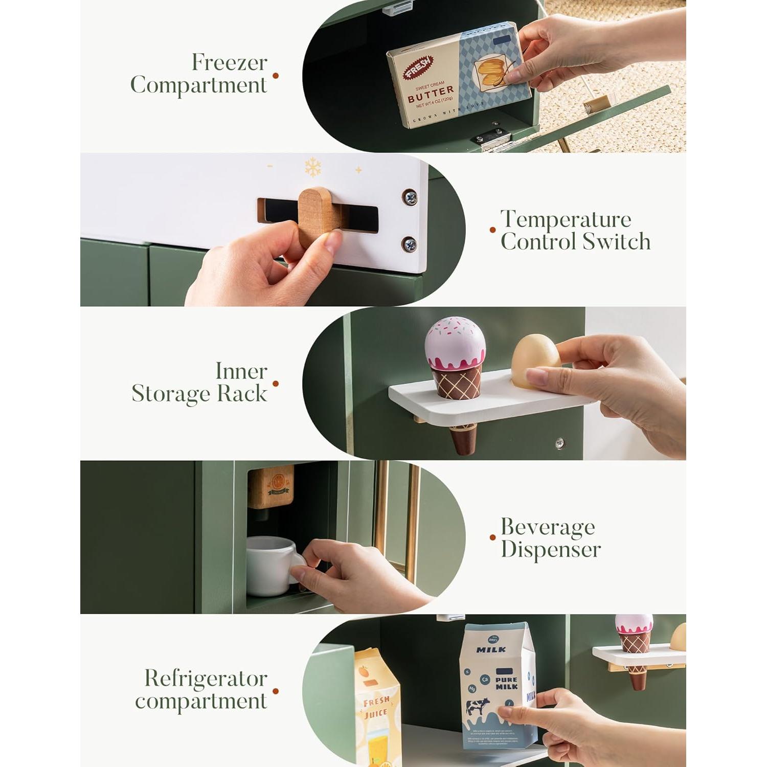 Juguete Nevera de Madera ROBOTIME Verde Vintage 35x15.5x77.5cm