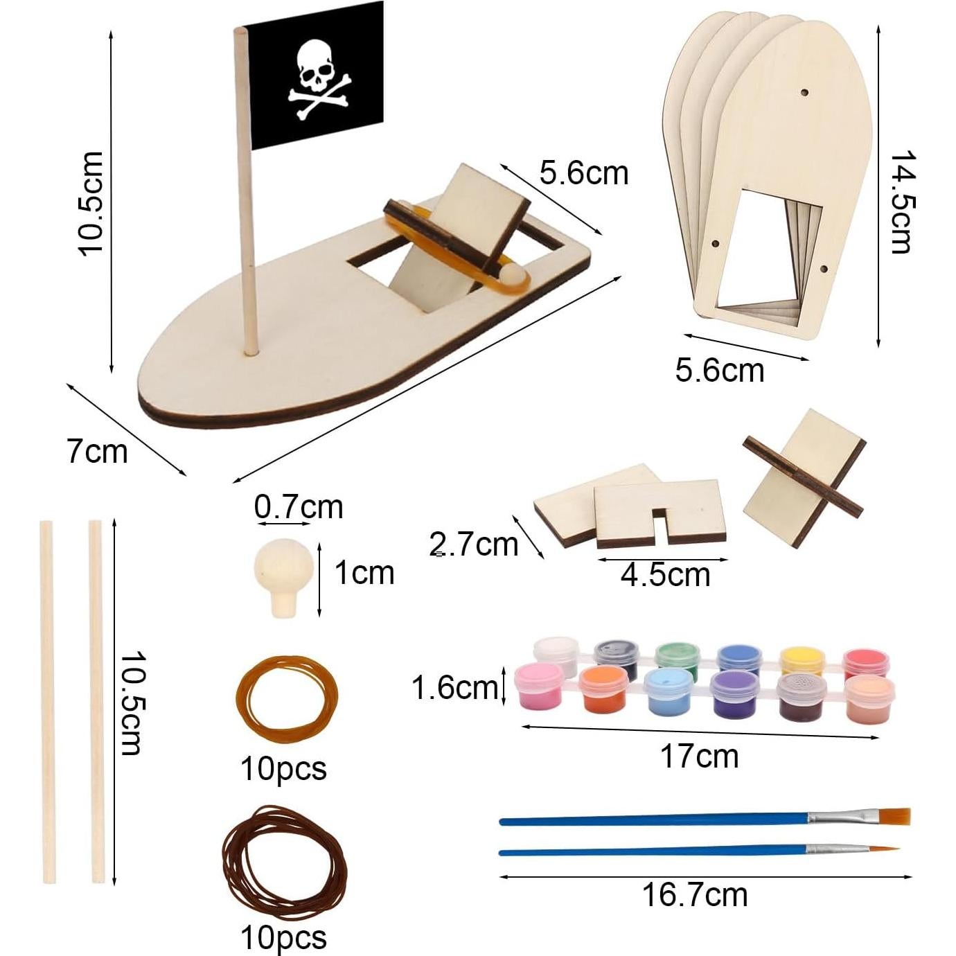 Kit de Manualidades Fennoral Barcos de Madera para Niños 8 Piezas