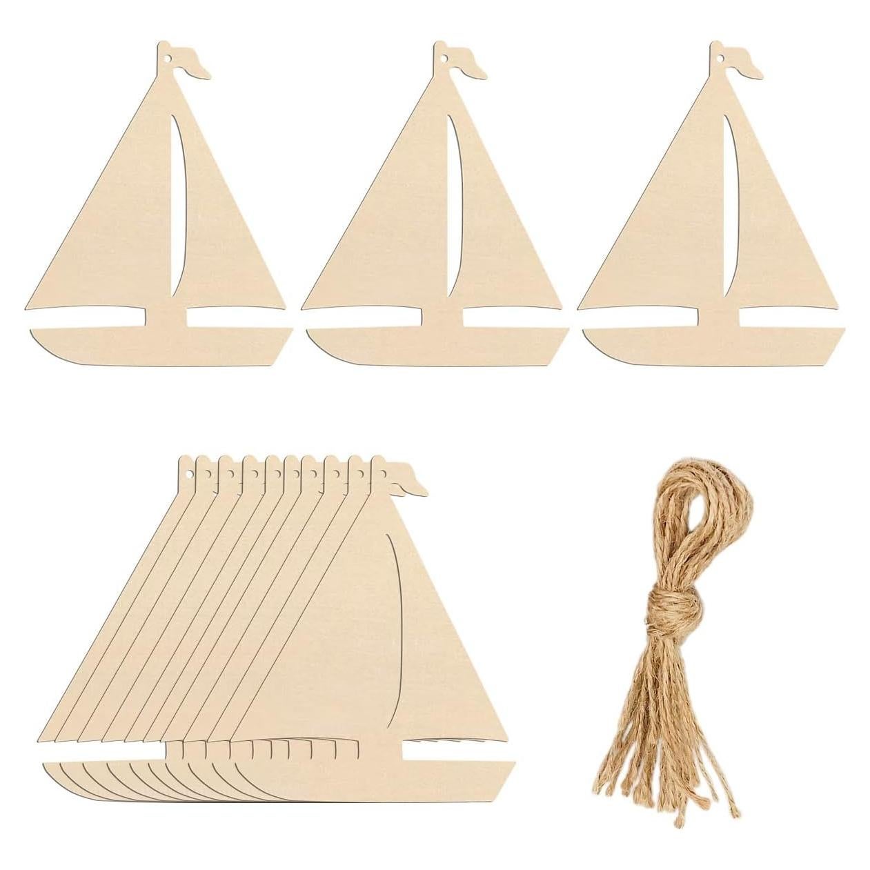 20 Recortes de Madera Velero JANOU 10x8.3 cm Manualidades