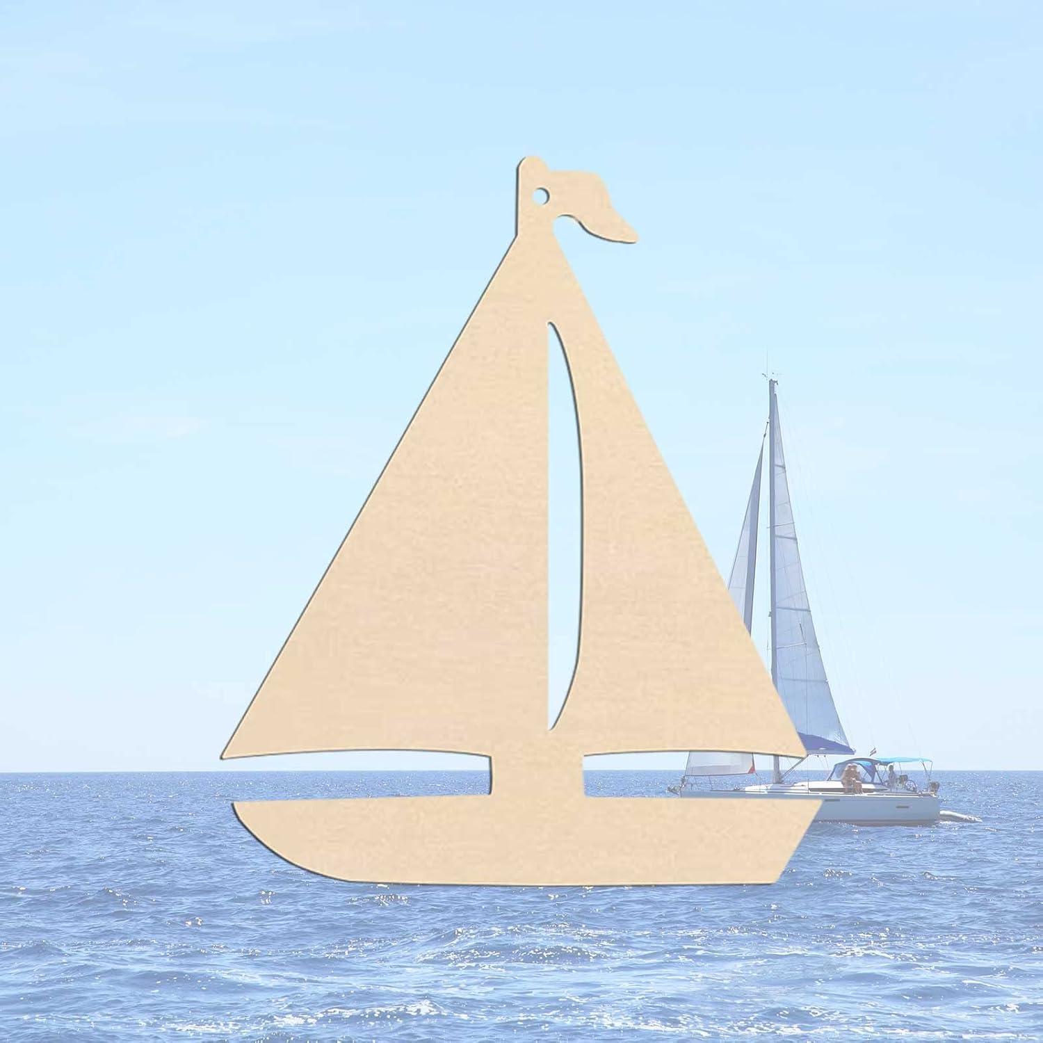 20 Recortes de Madera Velero JANOU 10x8.3 cm Manualidades