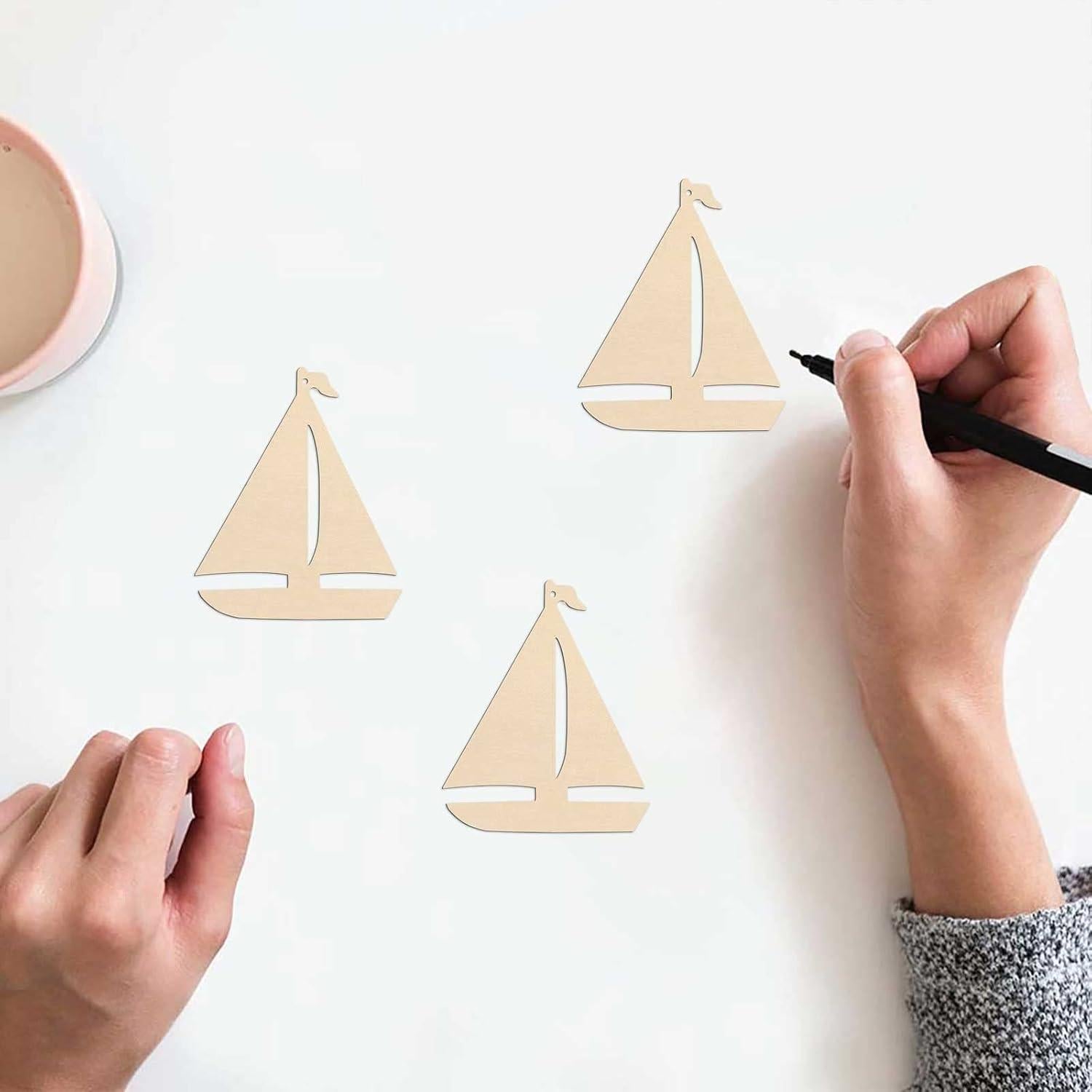 20 Recortes de Madera Velero JANOU 10x8.3 cm Manualidades