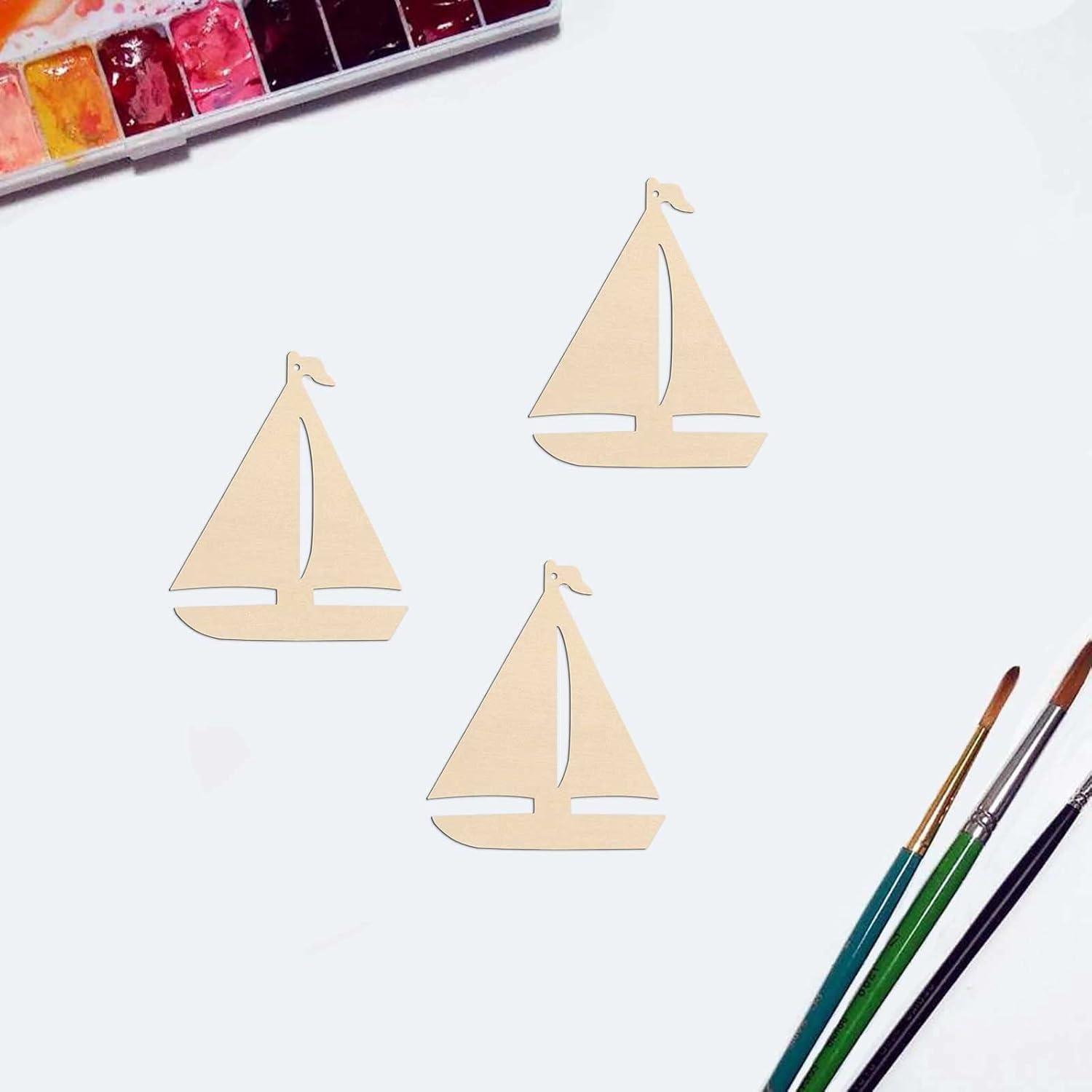 20 Recortes de Madera Velero JANOU 10x8.3 cm Manualidades