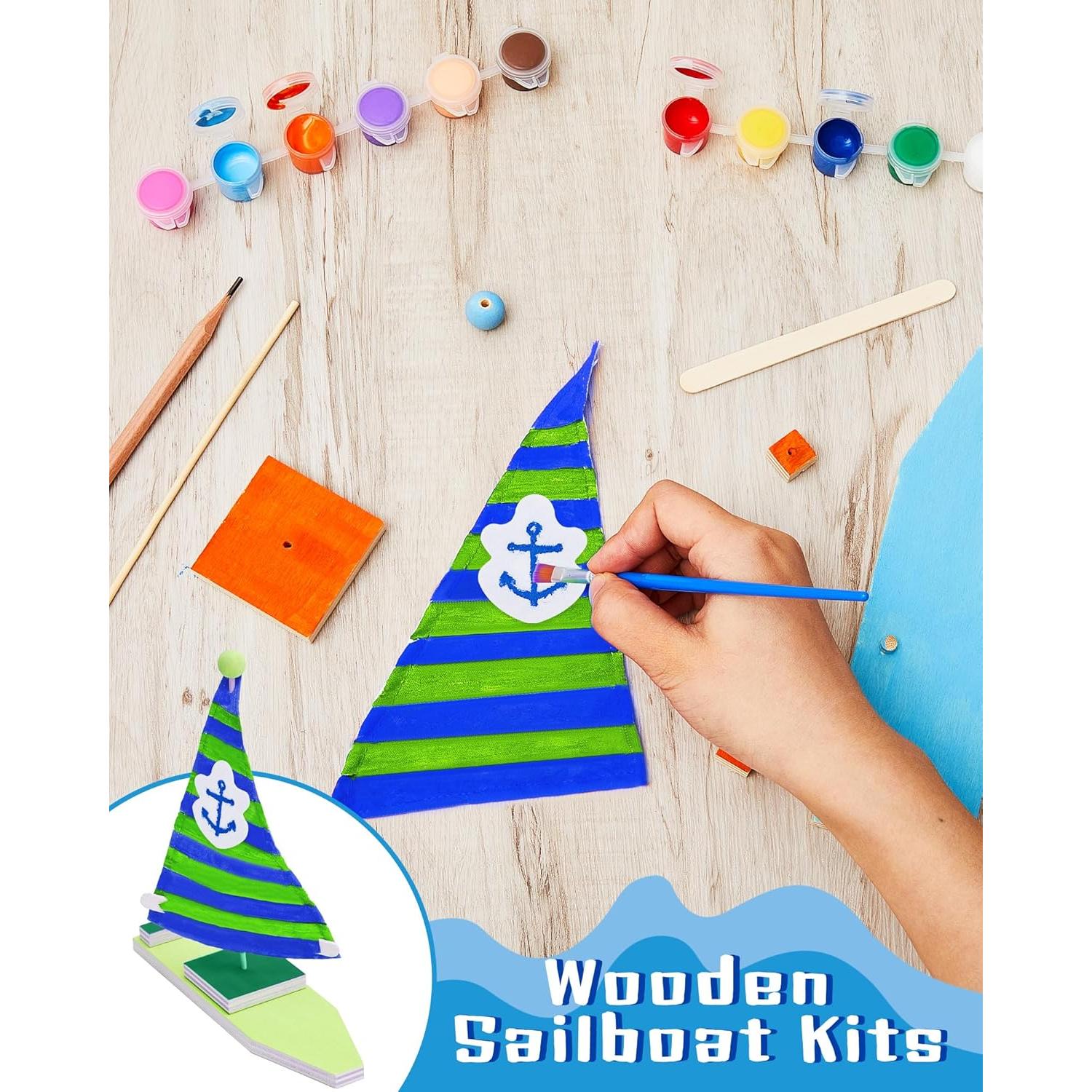 Kits de Barco de Vela de Madera Jenaai - 10 Piezas para Pintar