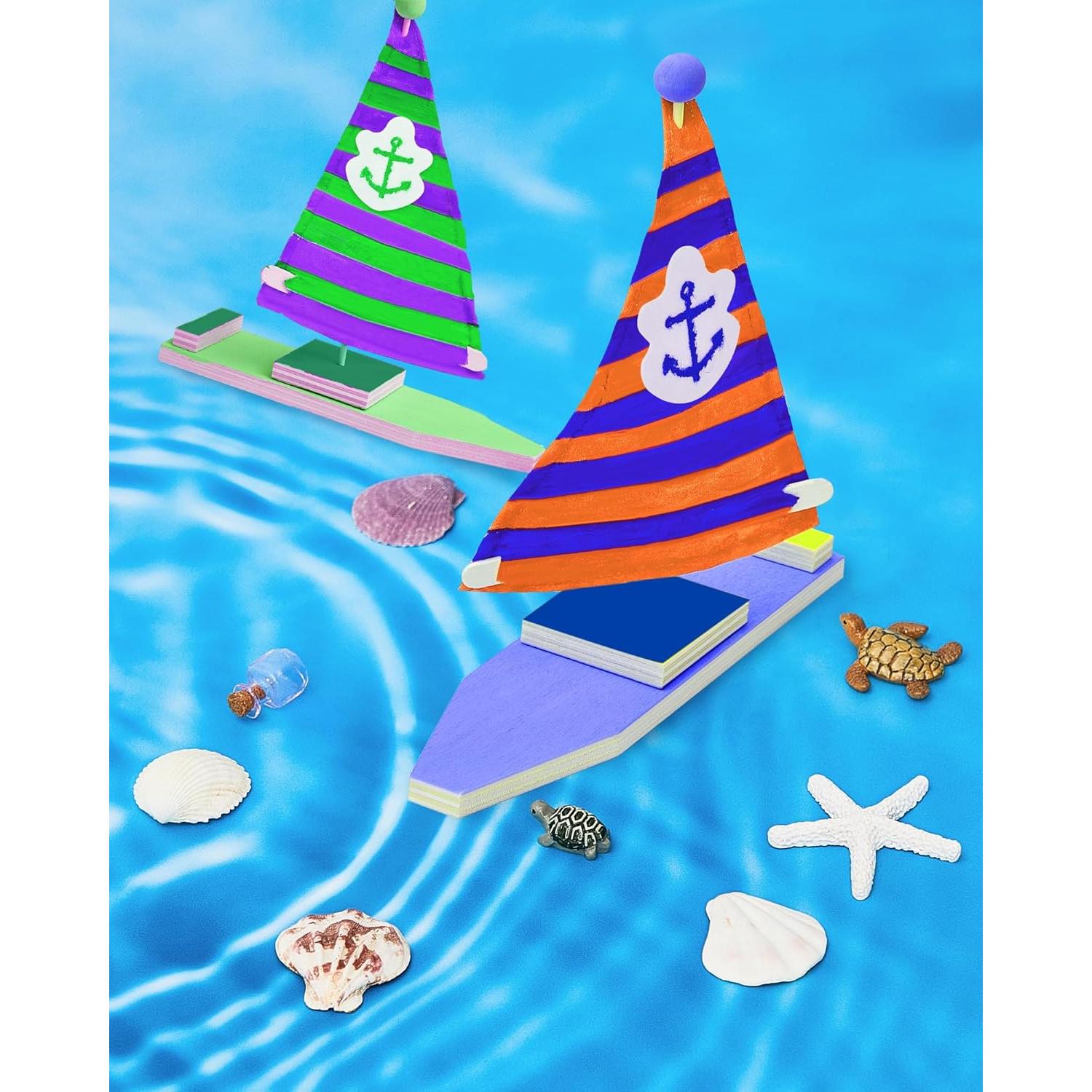 Kits de Barco de Vela de Madera Jenaai - 10 Piezas para Pintar