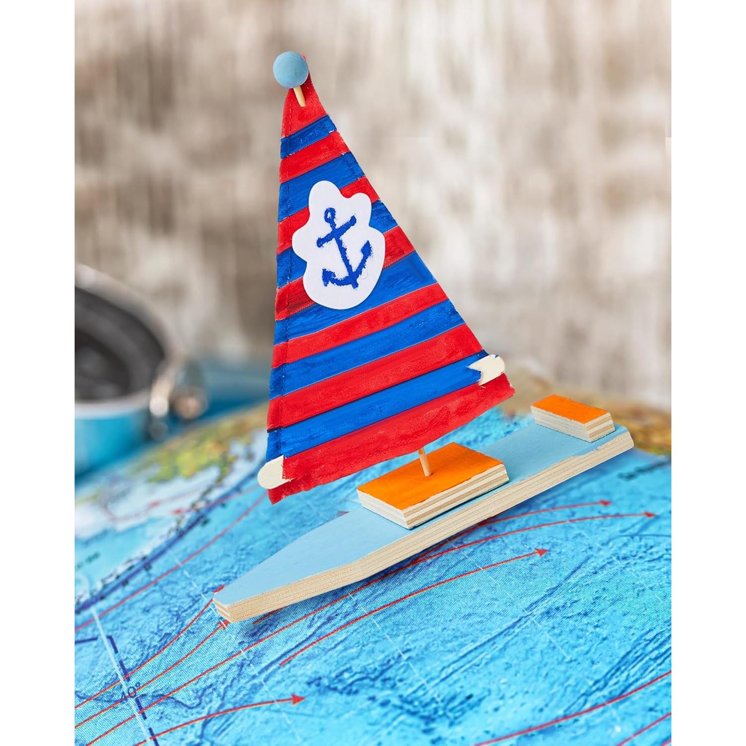 Kits de Barco de Vela de Madera Jenaai - 10 Piezas para Pintar