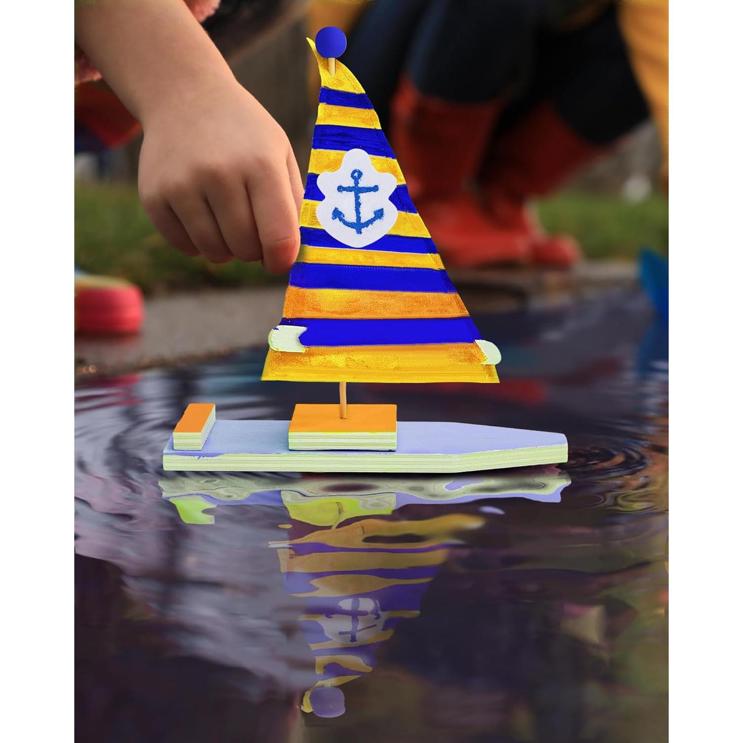 Kits de Barco de Vela de Madera Jenaai - 10 Piezas para Pintar