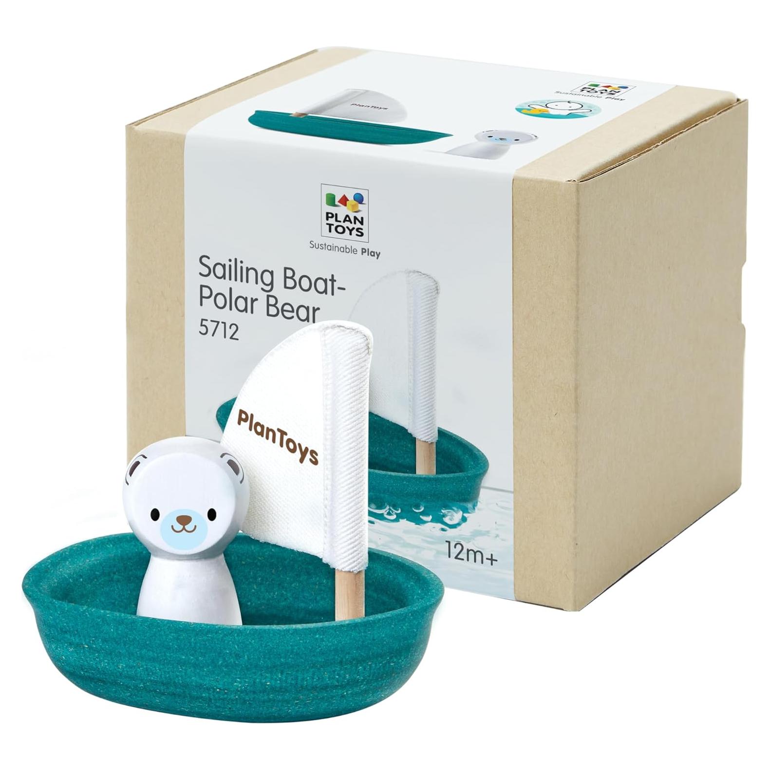 Barco de Vela de Oso Polar PlanToys - Juguete de Baño Ecológico