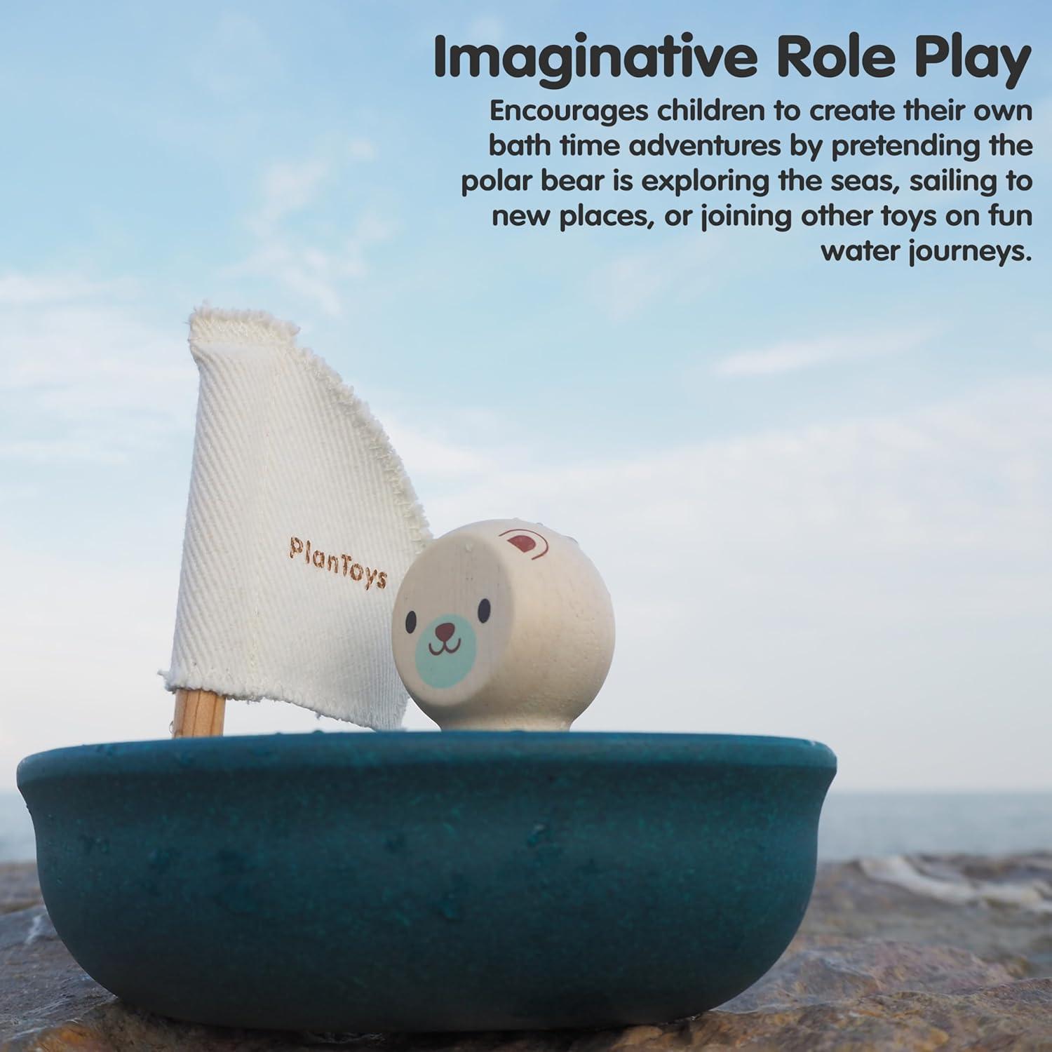 Barco de Vela de Oso Polar PlanToys - Juguete de Baño Ecológico