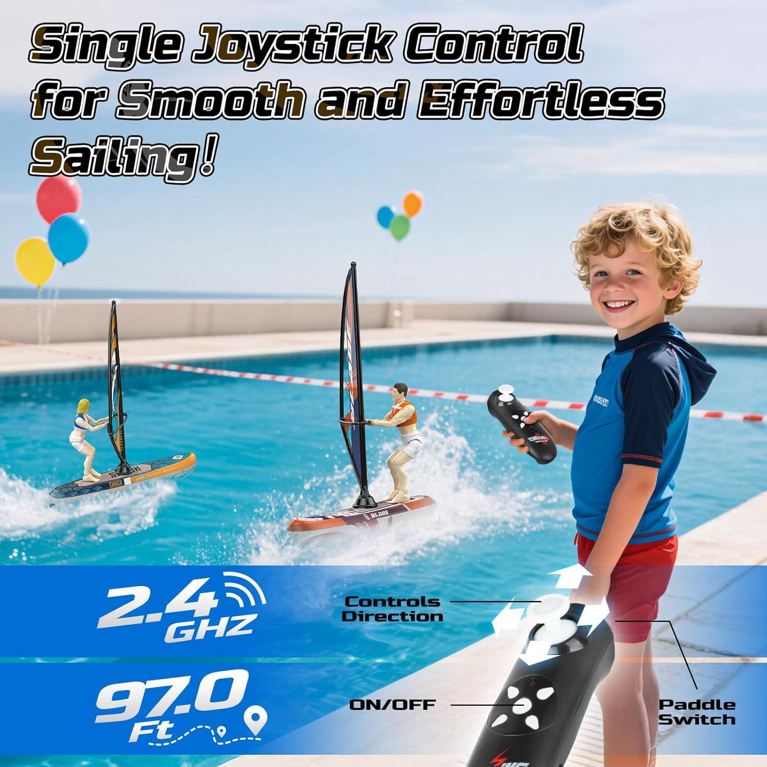 Barco de Control Remoto DEERC 2 Paquete con Luces LED