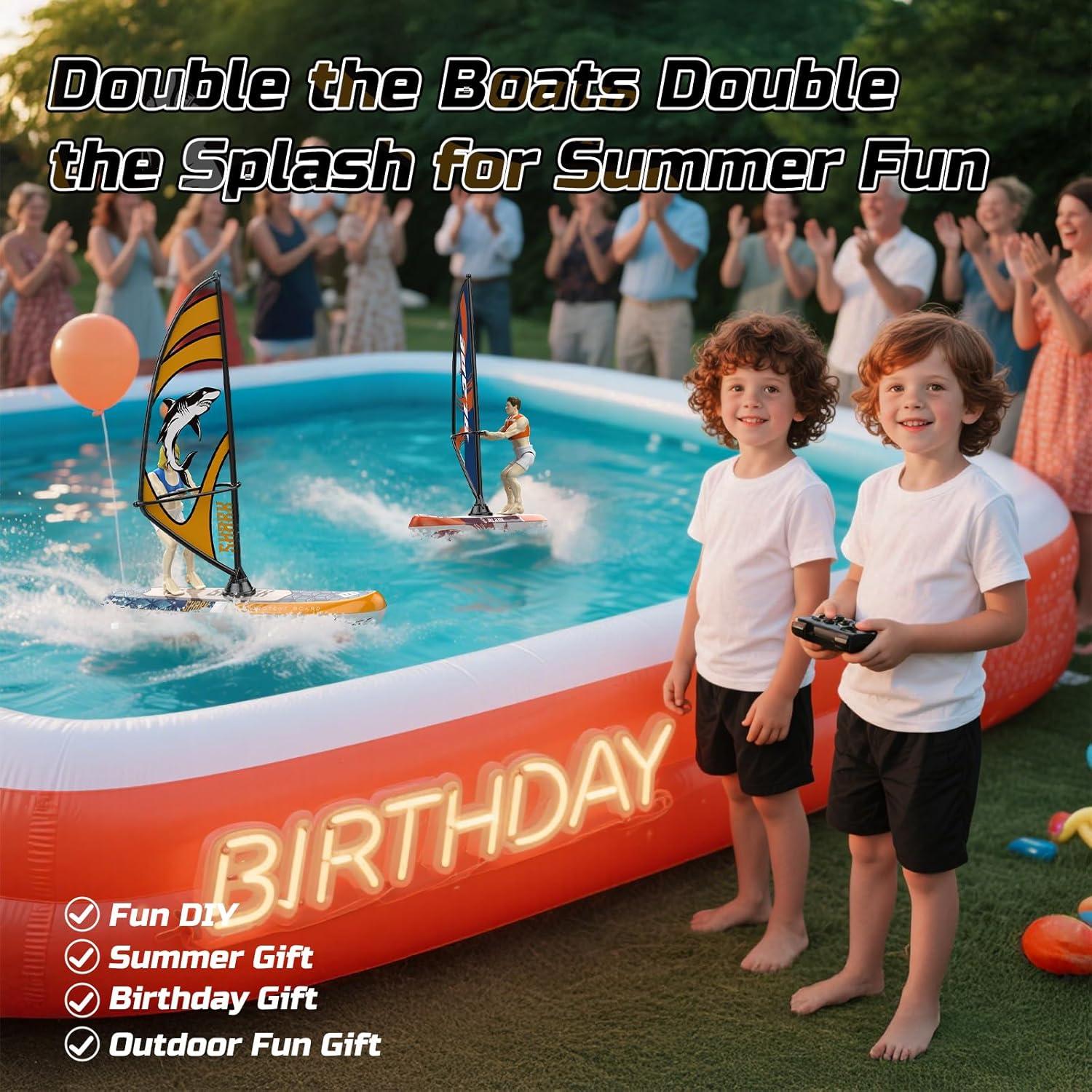 Barco de Control Remoto DEERC 2 Paquete con Luces LED