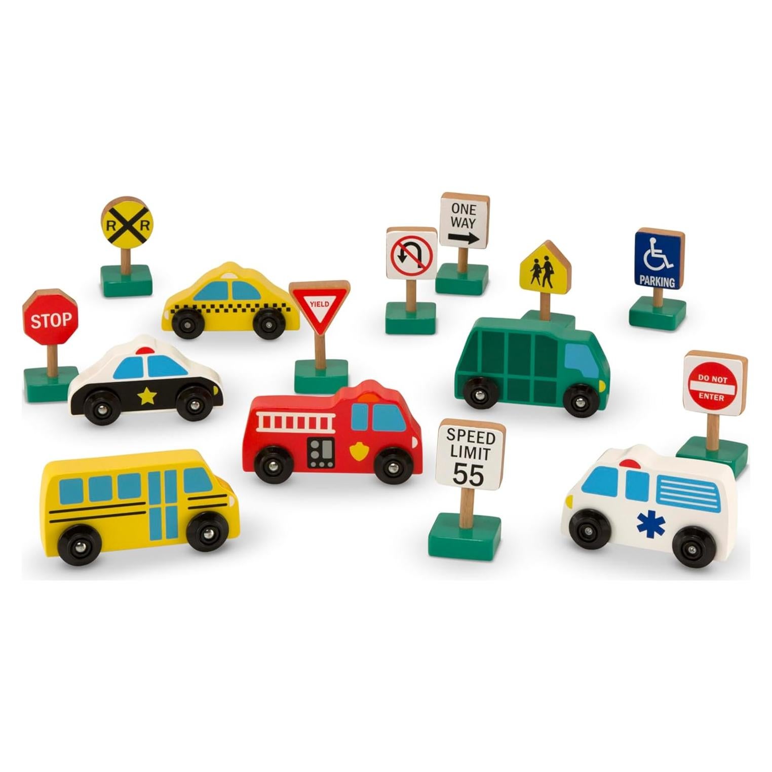 Vehículos de Madera Melissa y Doug con 15 Piezas y Señales