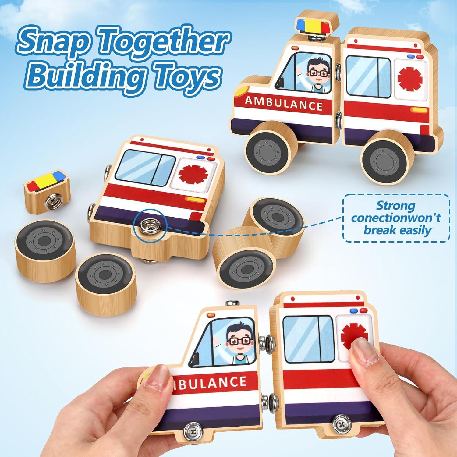 Juguetes de Madera STEM Vehículos de Emergencia Hdsahdok 41 Piezas