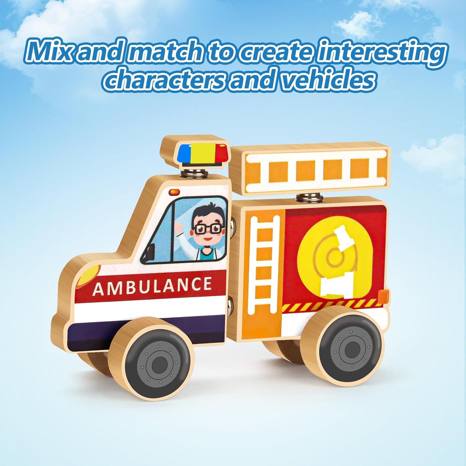 Juguetes de Madera STEM Vehículos de Emergencia Hdsahdok 41 Piezas