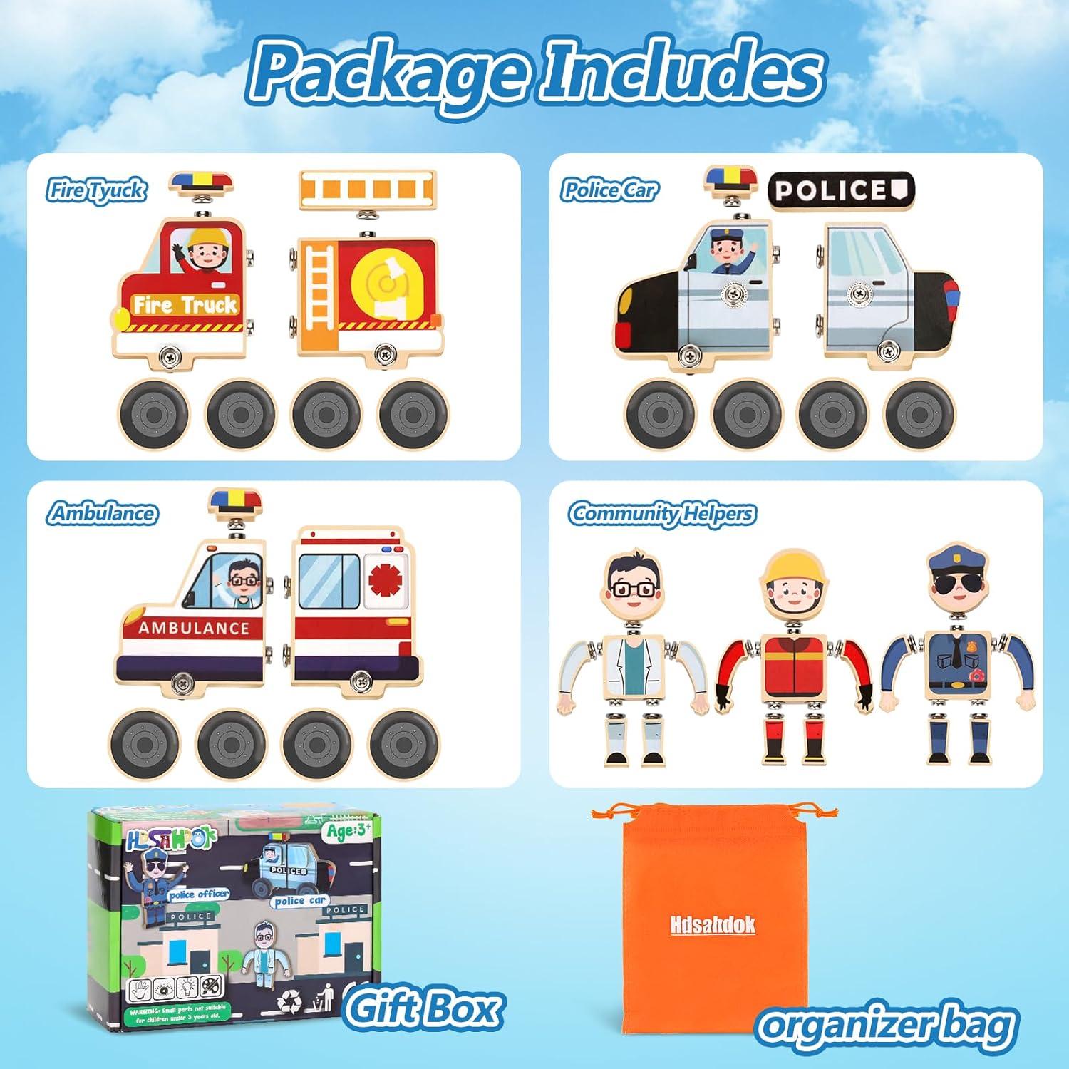 Juguetes de Madera STEM Vehículos de Emergencia Hdsahdok 41 Piezas