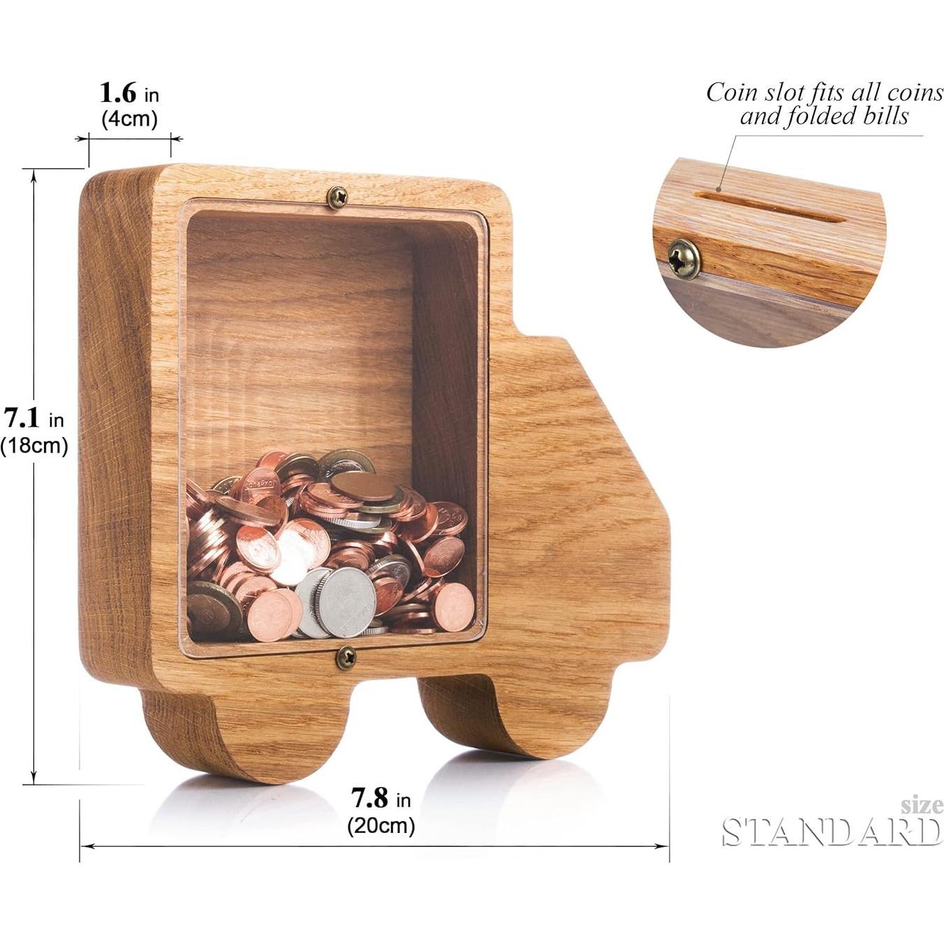 Hucha de Madera CAMIÓN Personalizada para Niños y Adultos