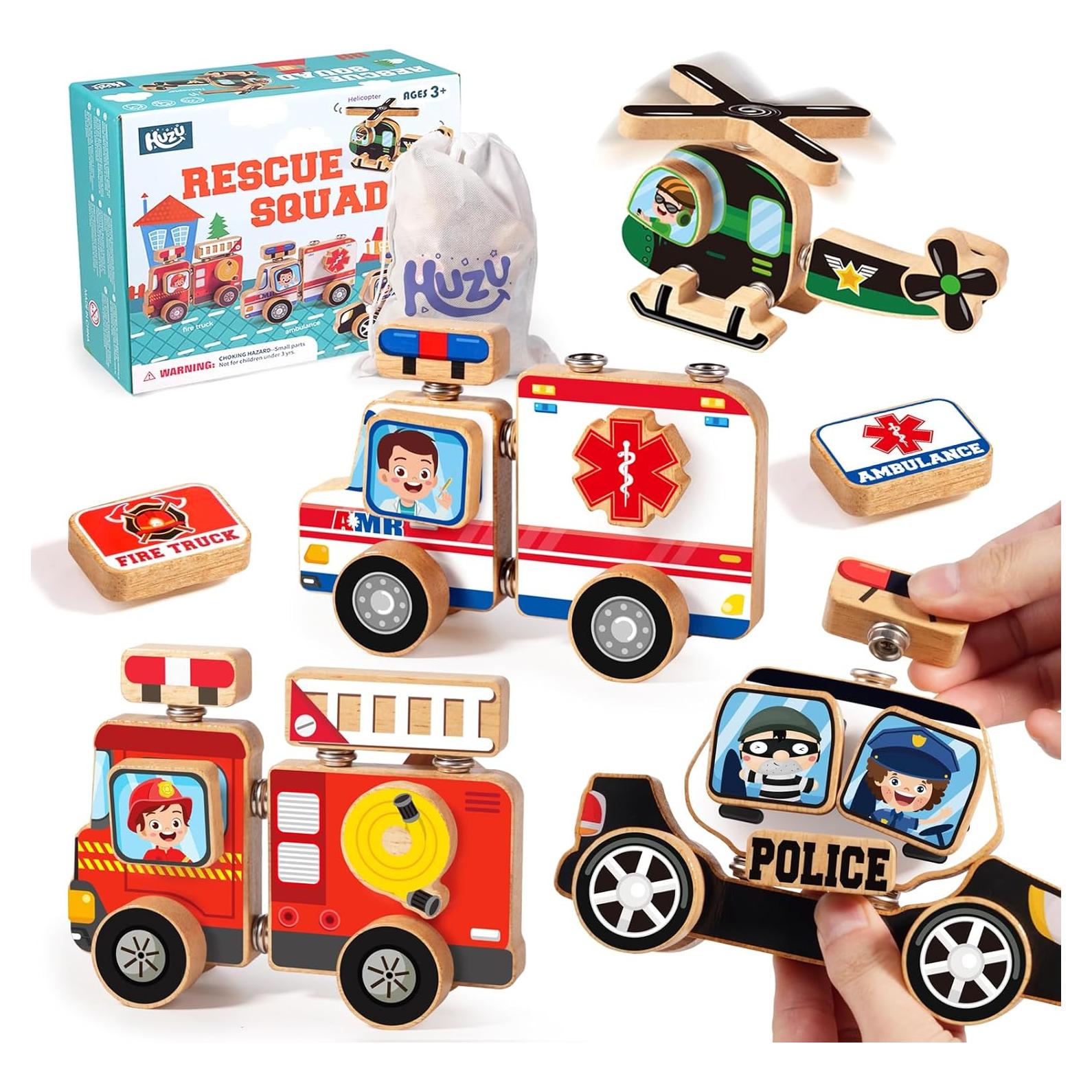 HUZU Juguete Rompecabezas 3D Madera Vehículos Emergencia 39 Piezas