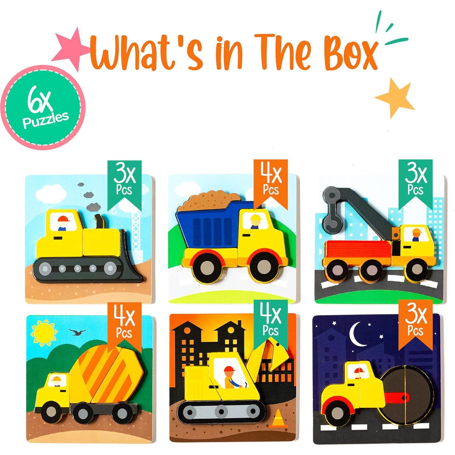 Rompecabezas de Madera Klevly 6 en 1 para Niños 2-4 Años