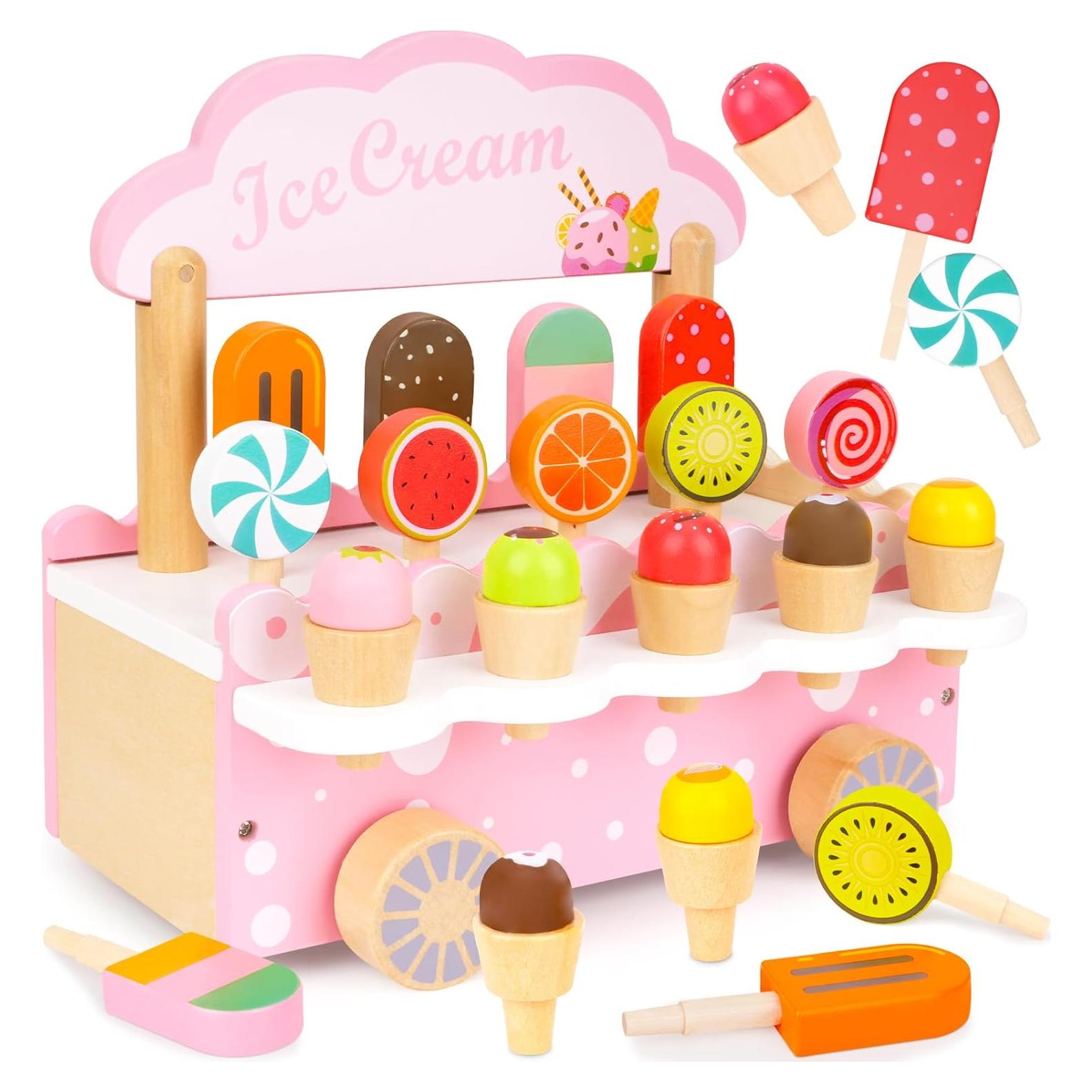 Carrito de Helados de Madera Yunhe Baimu para Niños 3-6 Años