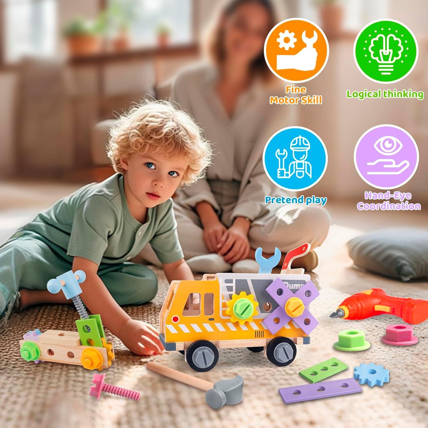 Juego de herramientas de madera 38PCS para niños 2-6 años