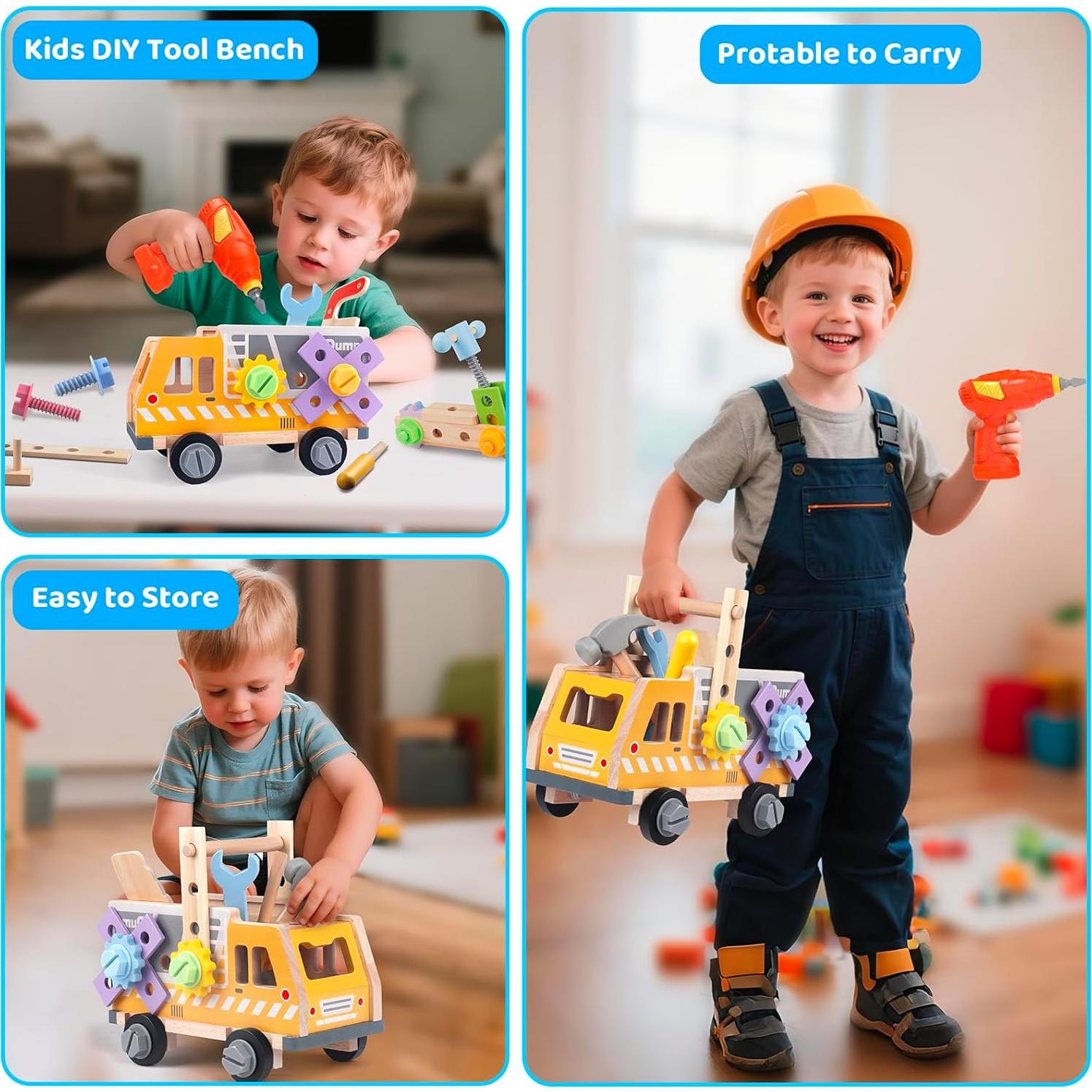 Juego de herramientas de madera 38PCS para niños 2-6 años