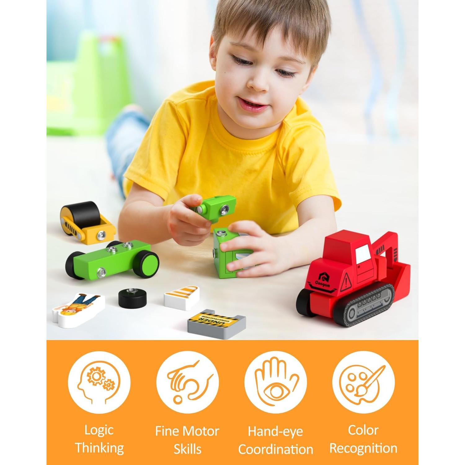 Juguete Educativo Coogam - Vehículos de Madera para Armar 4 en 1