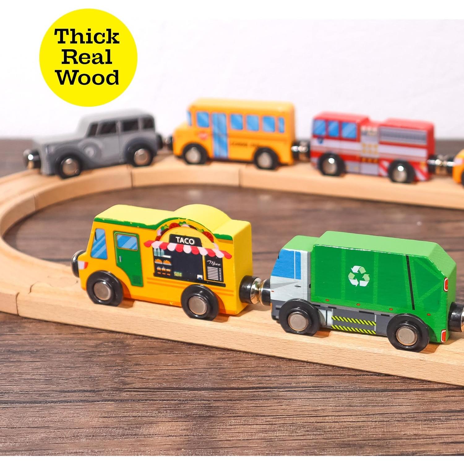 Juego de 9 Coches de Madera con Imán - Twinkle Toys