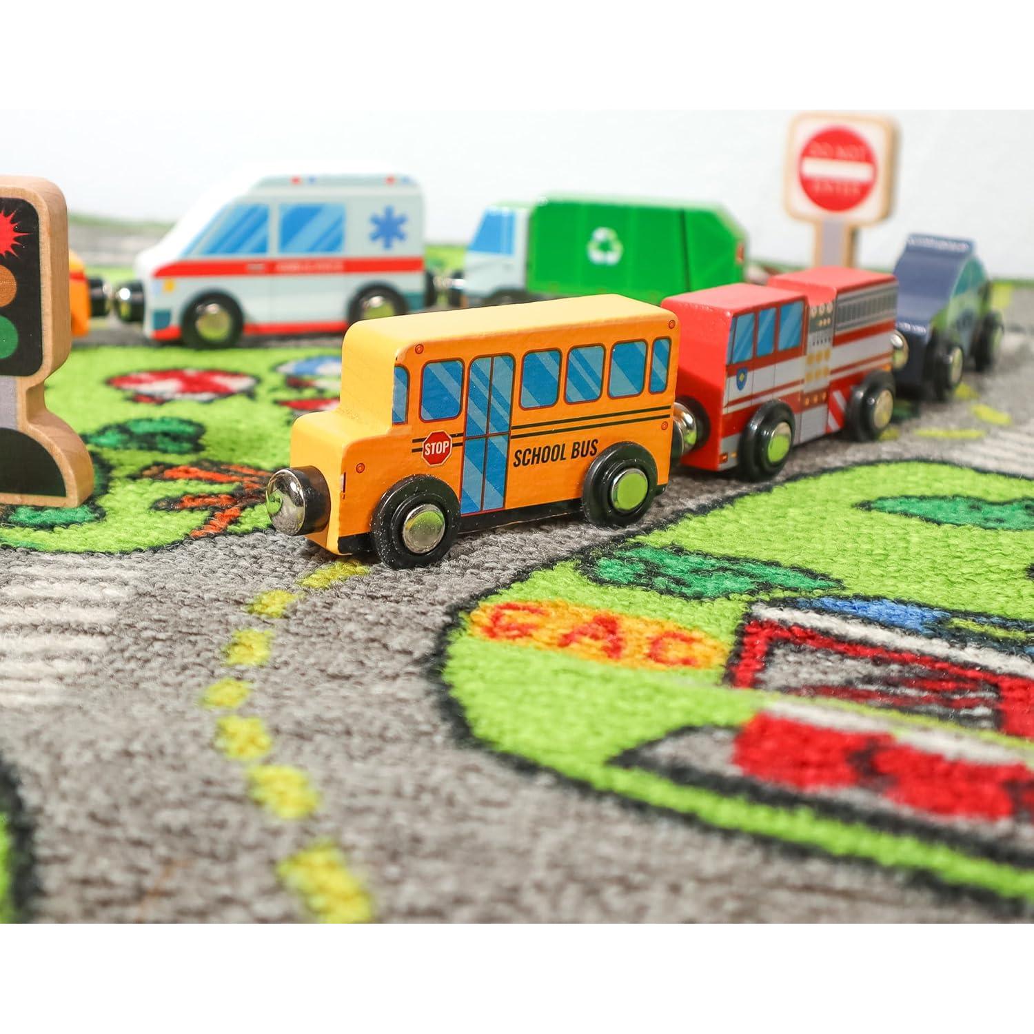 Juego de 9 Coches de Madera con Imán - Twinkle Toys