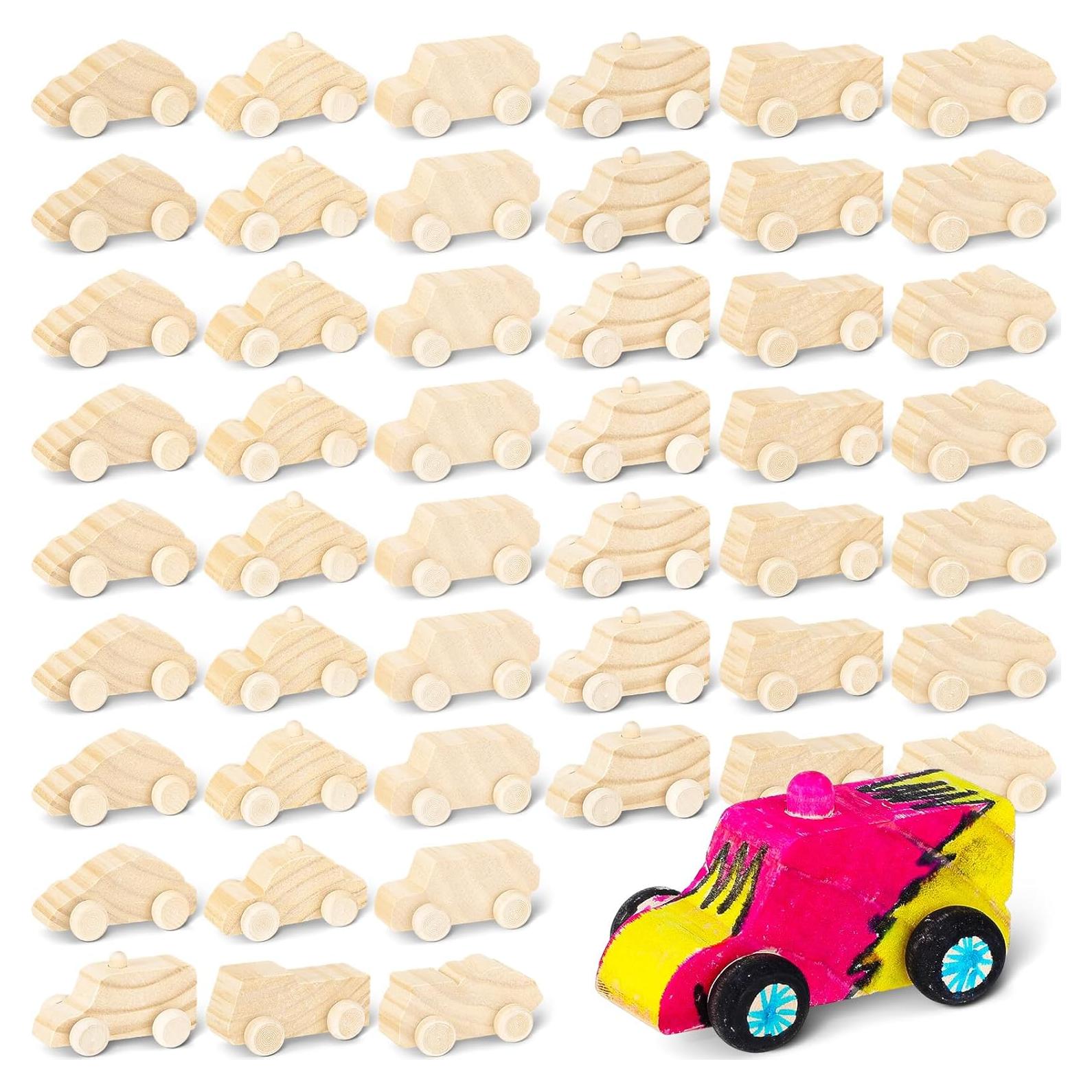 Juguetes de Auto de Madera DIY Lenwen - 48 Piezas Lindo