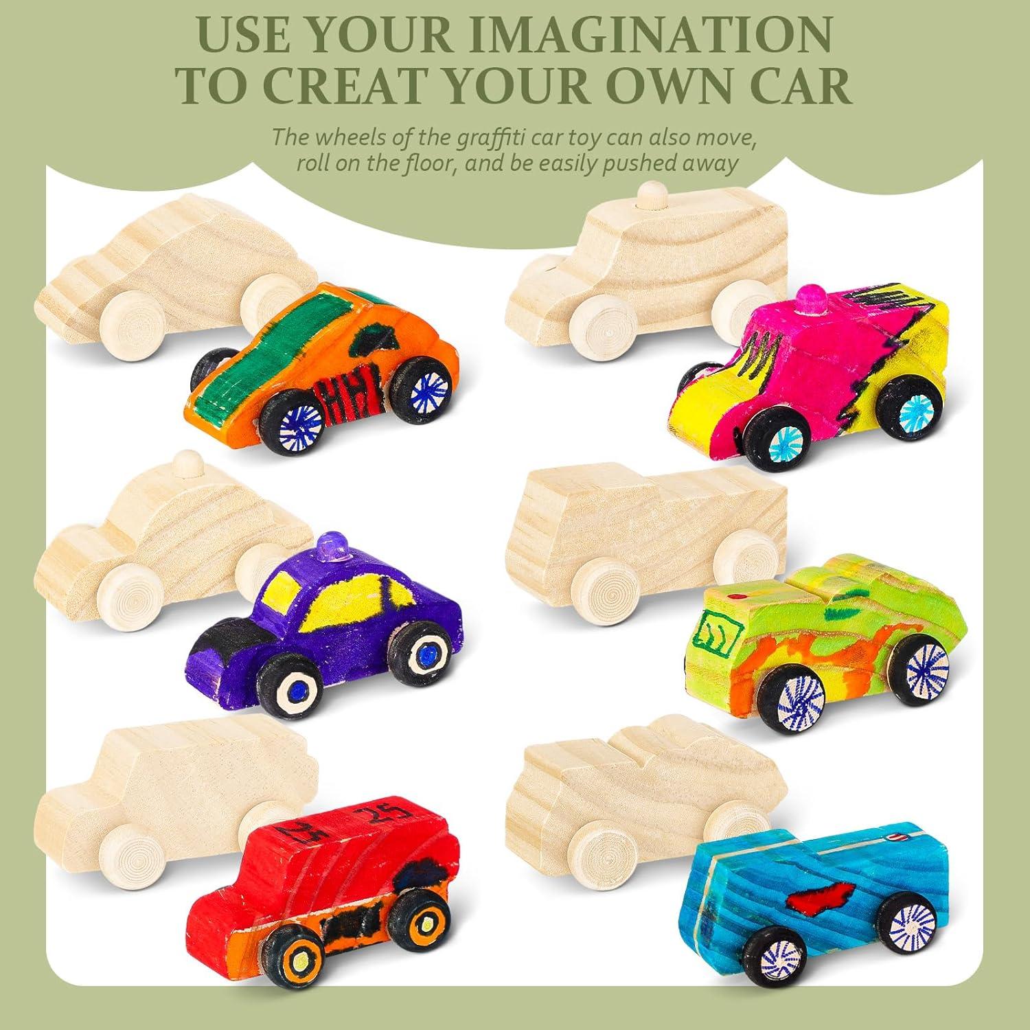 Juguetes de Auto de Madera DIY Lenwen - 48 Piezas Lindo