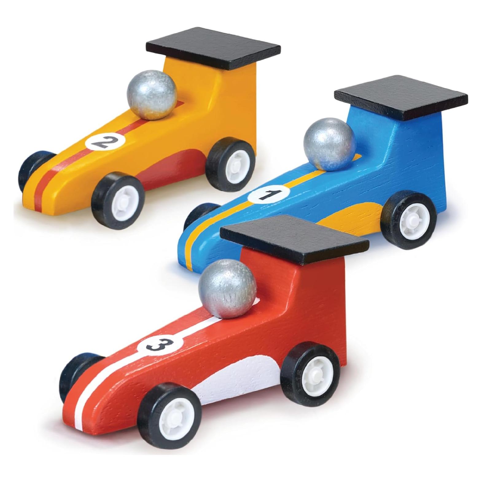 Coches de Carreras de Retroceso Mentari - 3 Piezas de Madera