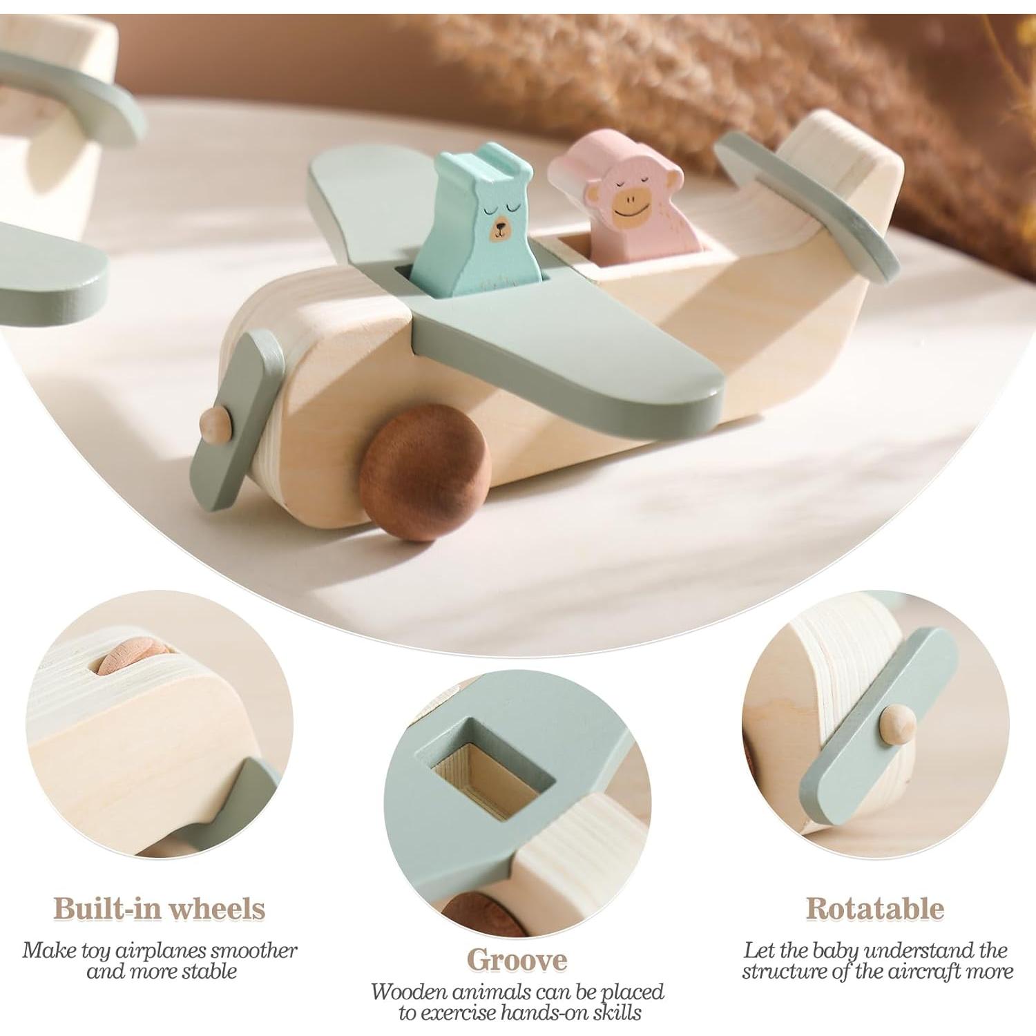 Juego de Juguetes de Avión de Madera ibwaae para Niños