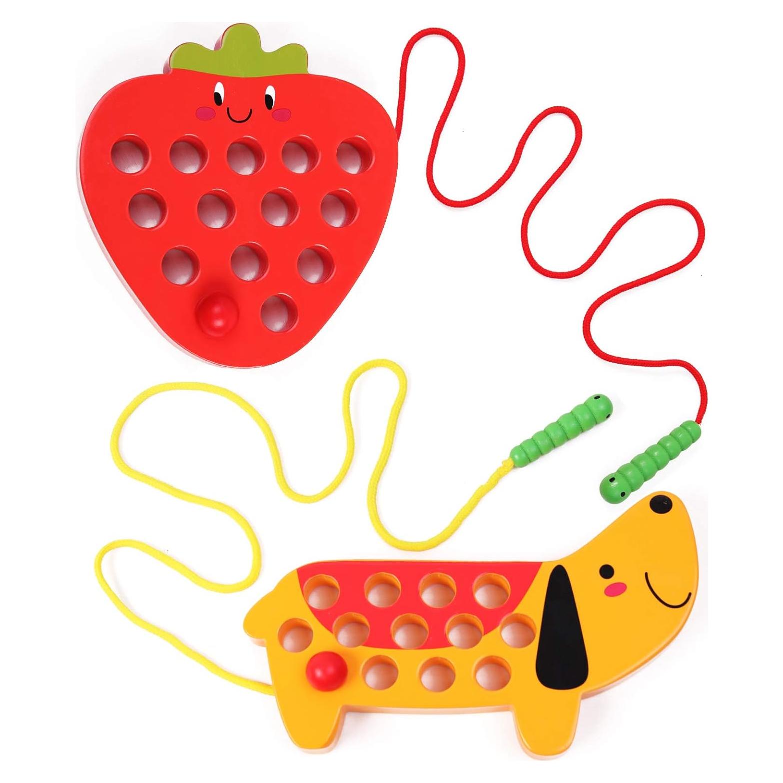 Juguete de Enhebrado de Madera GEMEM Fresa y Perro 0.54 kg