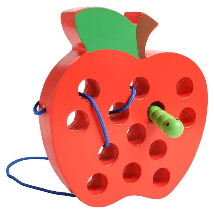 Juguete de Enhebrado de Madera JCREN Manzana 15x14x2.6 cm