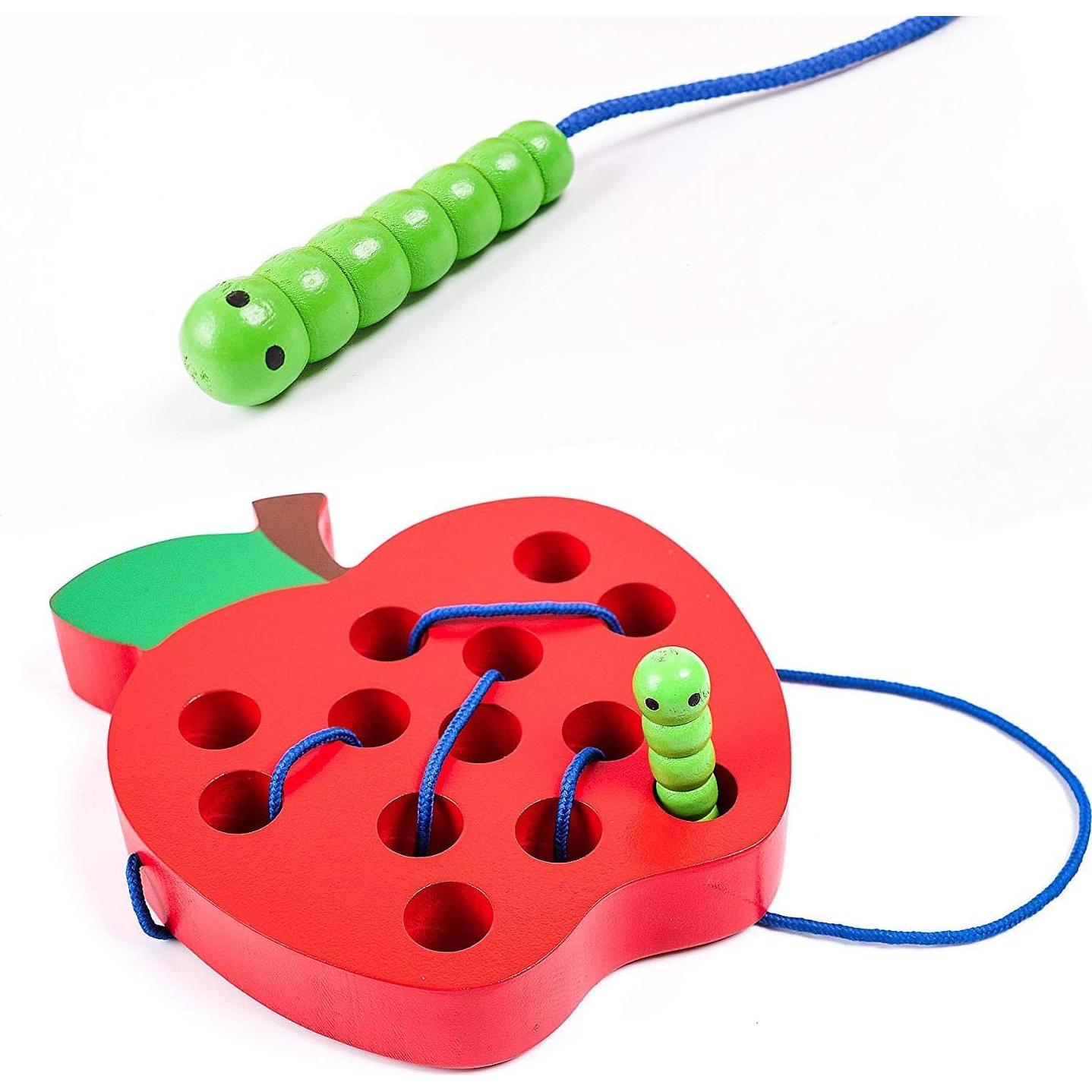 Juguete de Enhebrado de Madera JCREN Manzana 15x14x2.6 cm