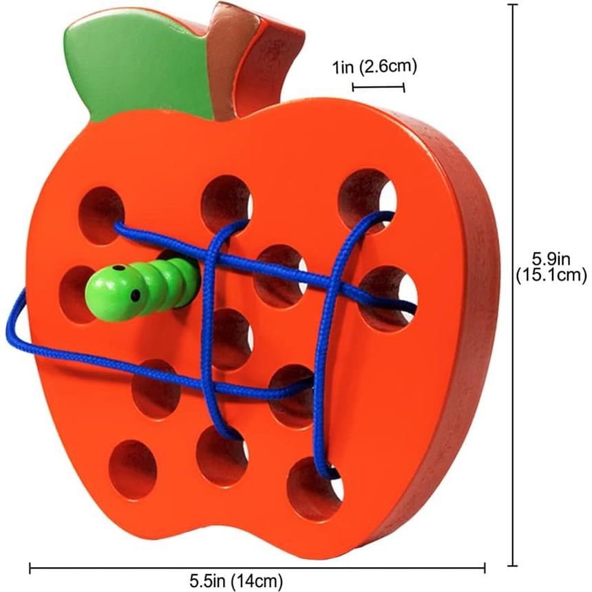 Juguete de Enhebrado de Madera JCREN Manzana 15x14x2.6 cm