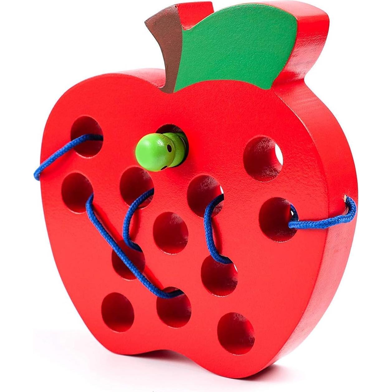 Juguete de Enhebrado de Madera JCREN Manzana 15x14x2.6 cm