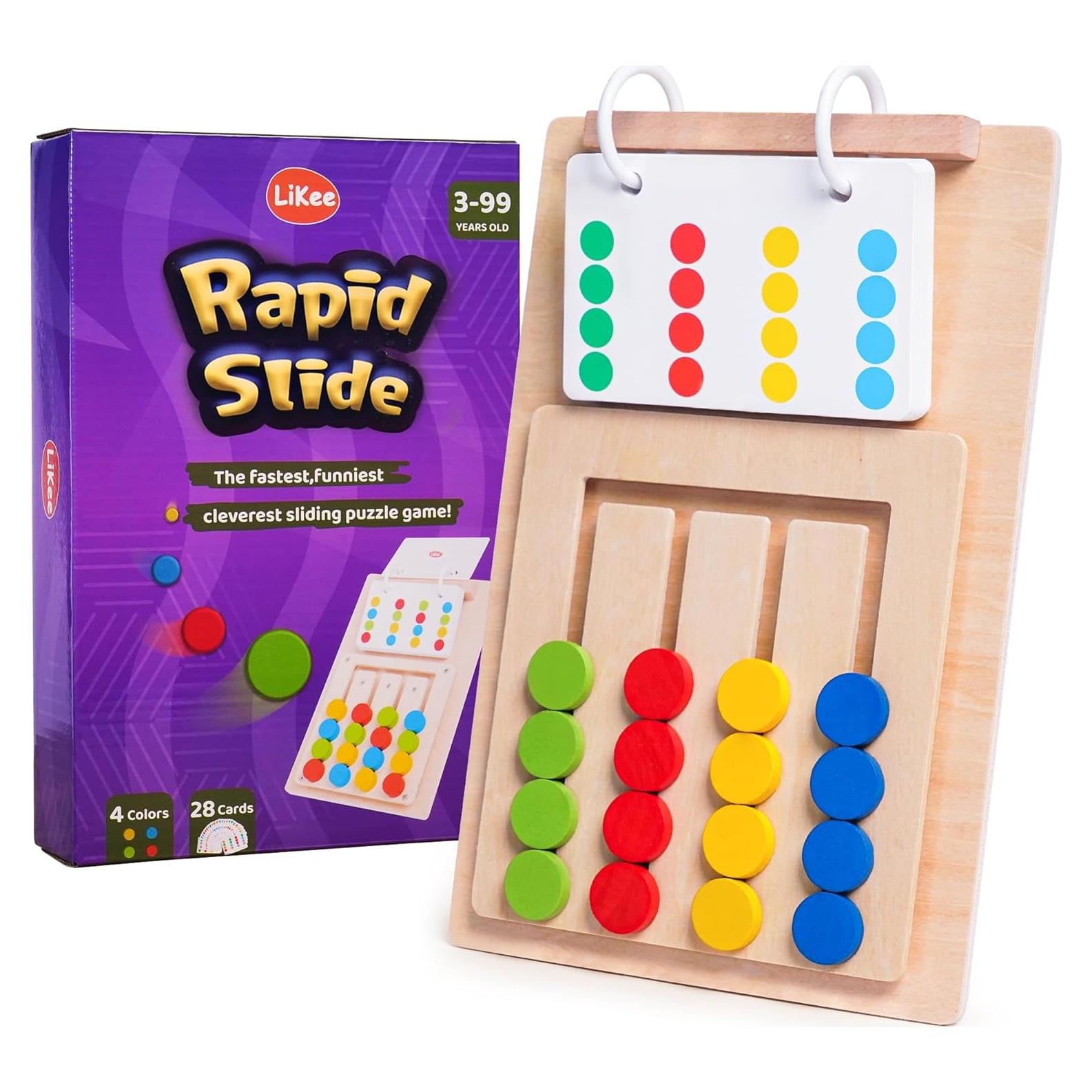 LiKee Slide Puzzle Color Sorting Matching Toys, Airplane Car Travel Busy Board for Toddler No-Lose-Parts and Portable, Montessori Wooden Educational Toys Board Games for Kids Boys Girls 3+ Years Old