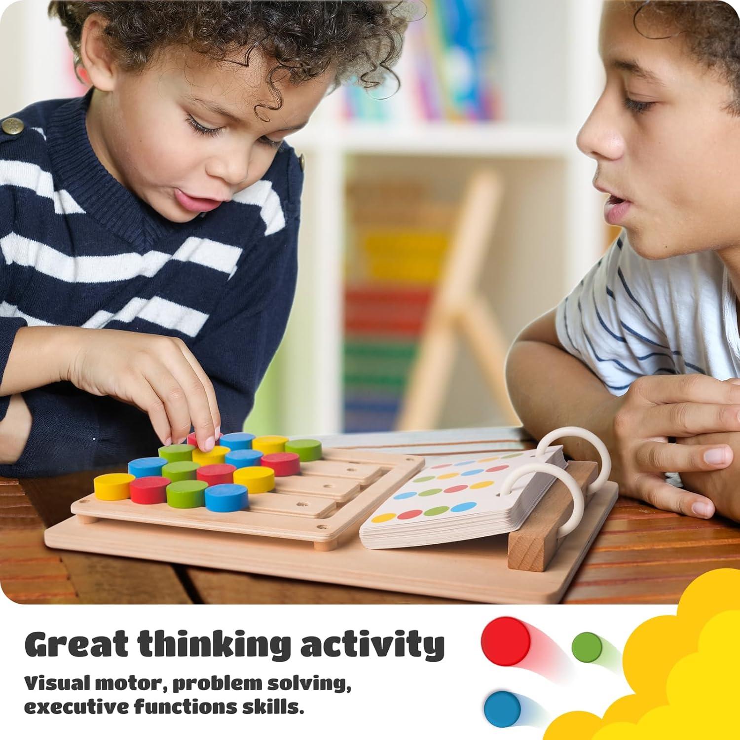 LiKee Slide Puzzle Color Sorting Matching Toys, Airplane Car Travel Busy Board for Toddler No-Lose-Parts and Portable, Montessori Wooden Educational Toys Board Games for Kids Boys Girls 3+ Years Old