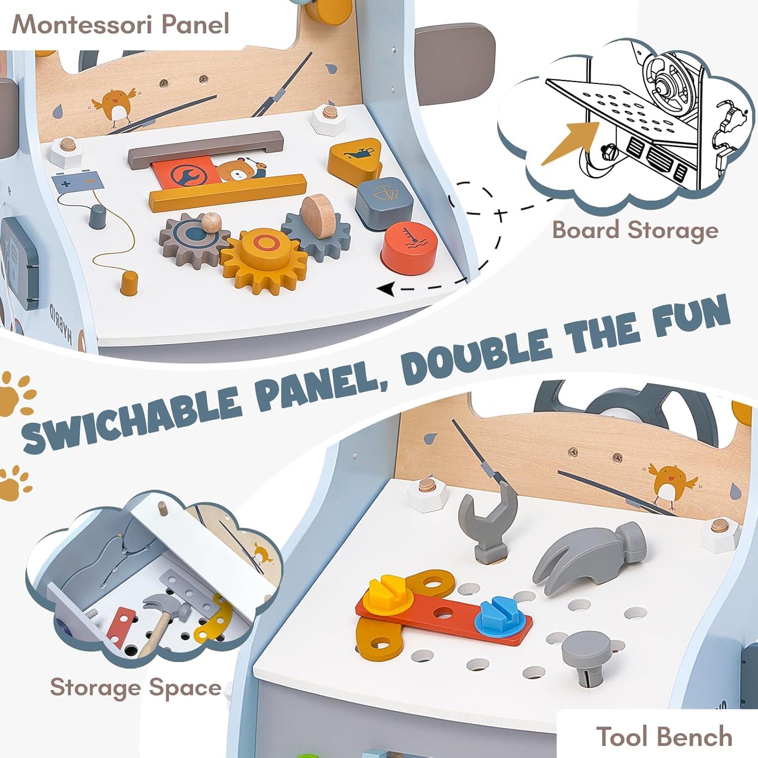 Andador de bebé de madera Goli Toys 3 en 1 con actividades