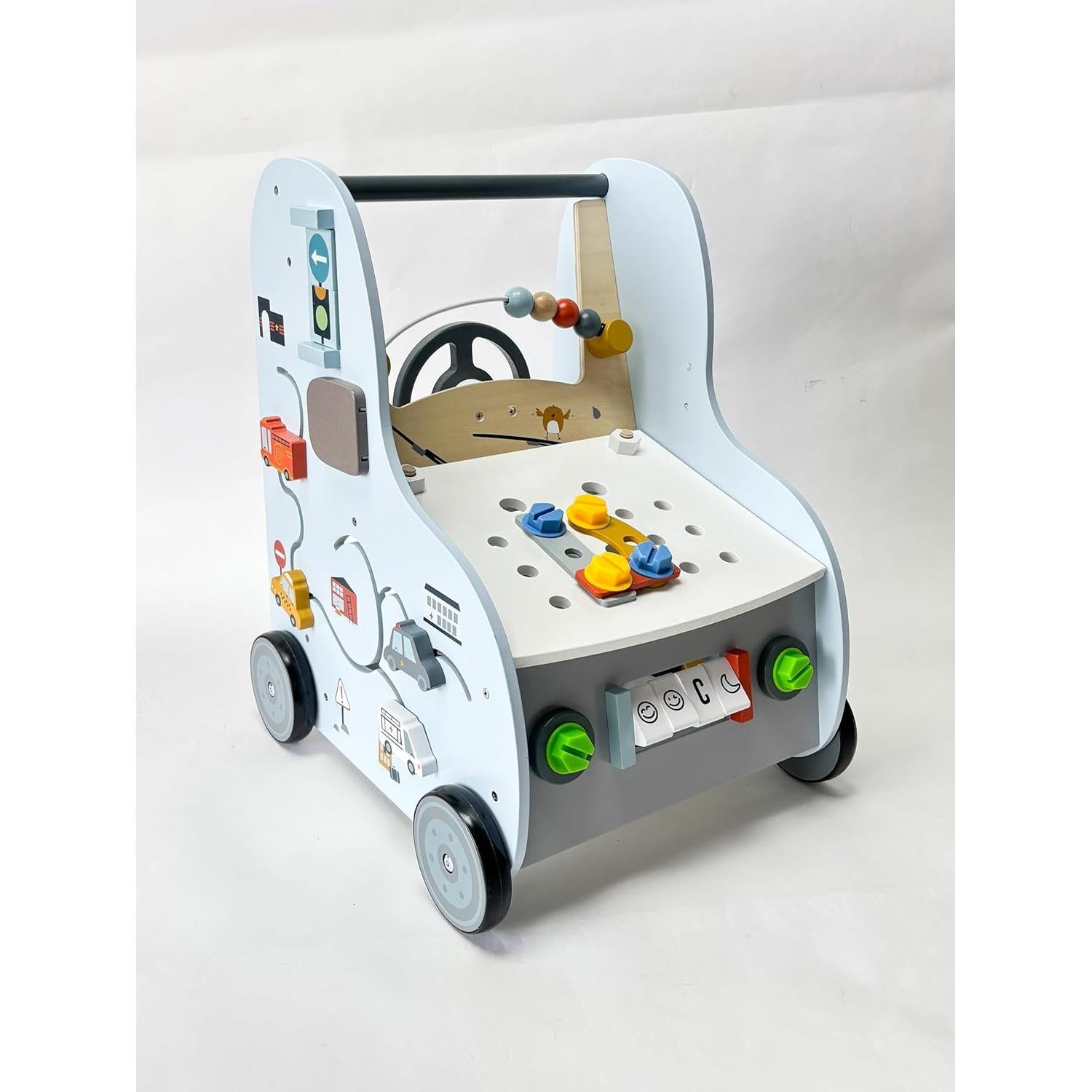 Andador de bebé de madera Goli Toys 3 en 1 con actividades